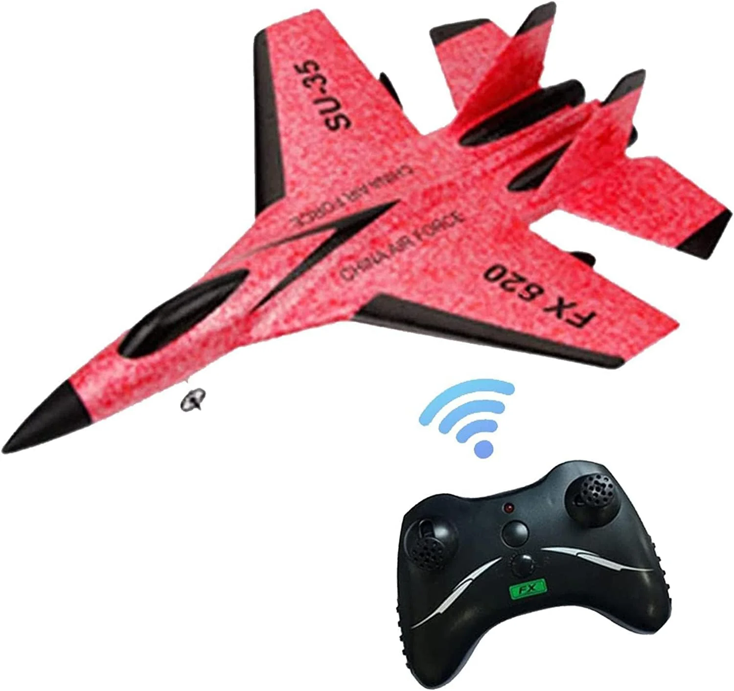 هواپیمای کنترلی، هواپیماهای کنترل از راه دور، هواپیمای کنترلی 2.4 گیگاهرتزی آماده پرواز، هواپیمای گلایدر کنترلی با پرواز آسان، اسباب بازی جنگنده جت هدیه برای کودکان و بزرگسالان مبتدی، شامل باتری، ژیروسکوپ 6 محوره، نور جذاب (قرمز)