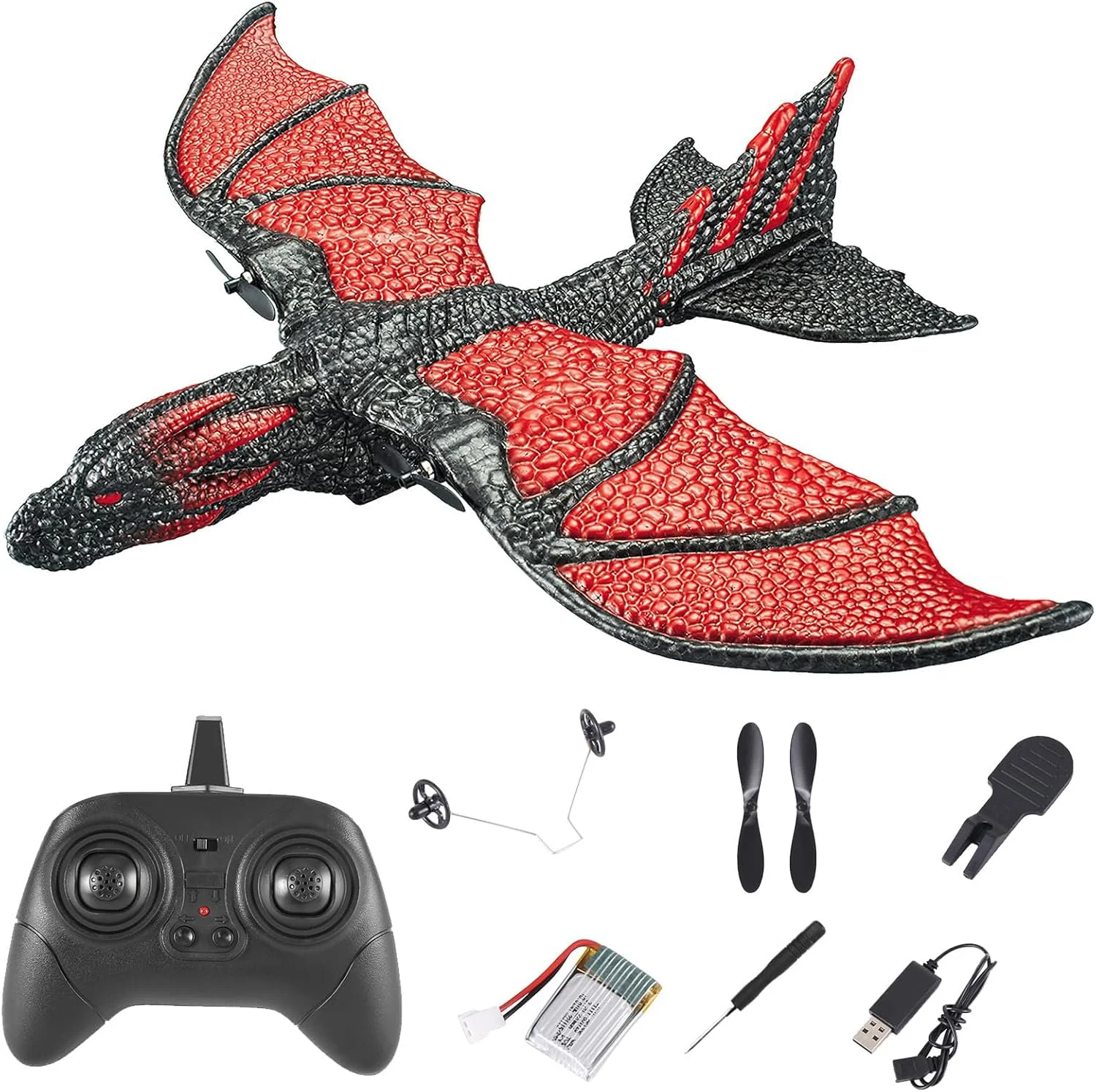 هواپیمای کنترلی آزون 2.4 گیگاهرتز طرح پرنده اژدها به همراه 1 باتری و تثبیت کننده ژیروسکوپ 6 محوره، گلایدر کنترلی RTF با پرواز آسان برای مبتدیان، بزرگسالان و کودکان پسر