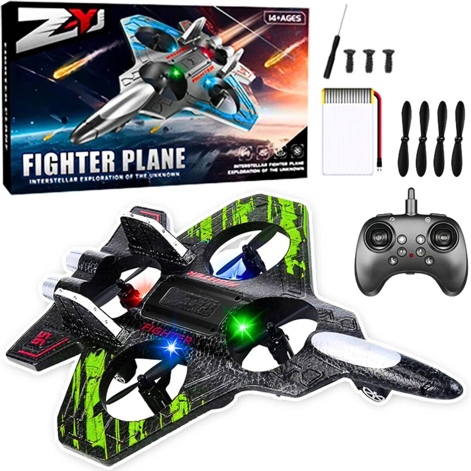 هواپیمای RC برای کودکان با حسگر جاذبه، هواپیمای جنگنده کنترل از راه دور فوم مقاوم در برابر سقوط، اسباب بازی هواپیمای الکتریکی قابل شارژ برای پسران و دختران، برد طولانی 300 متری، گلایدر با پرواز آسان
