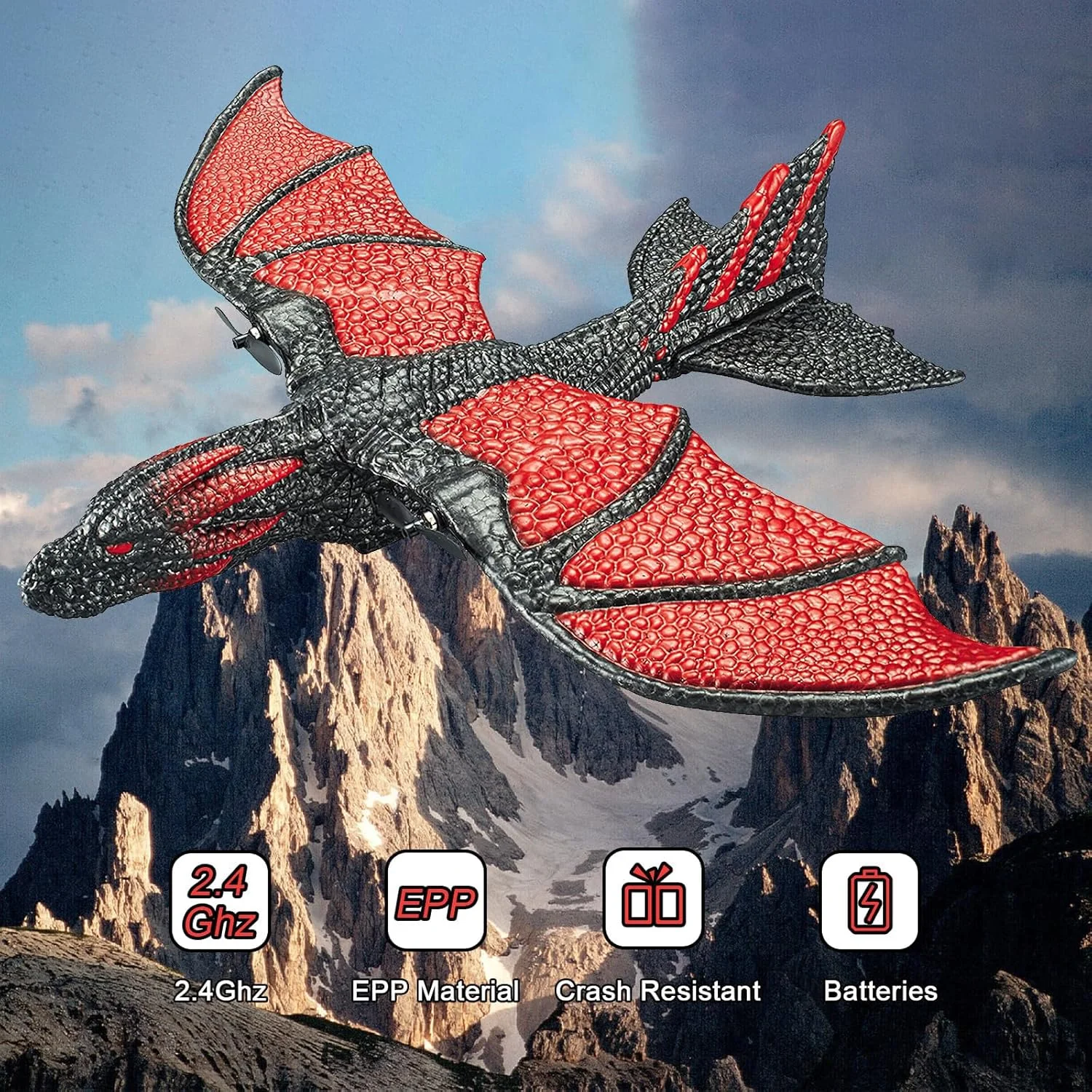 هواپیمای کنترلی آزون 2.4 گیگاهرتز طرح پرنده اژدها به همراه 1 باتری و تثبیت کننده ژیروسکوپ 6 محوره، گلایدر کنترلی RTF با پرواز آسان برای مبتدیان، بزرگسالان و کودکان پسر