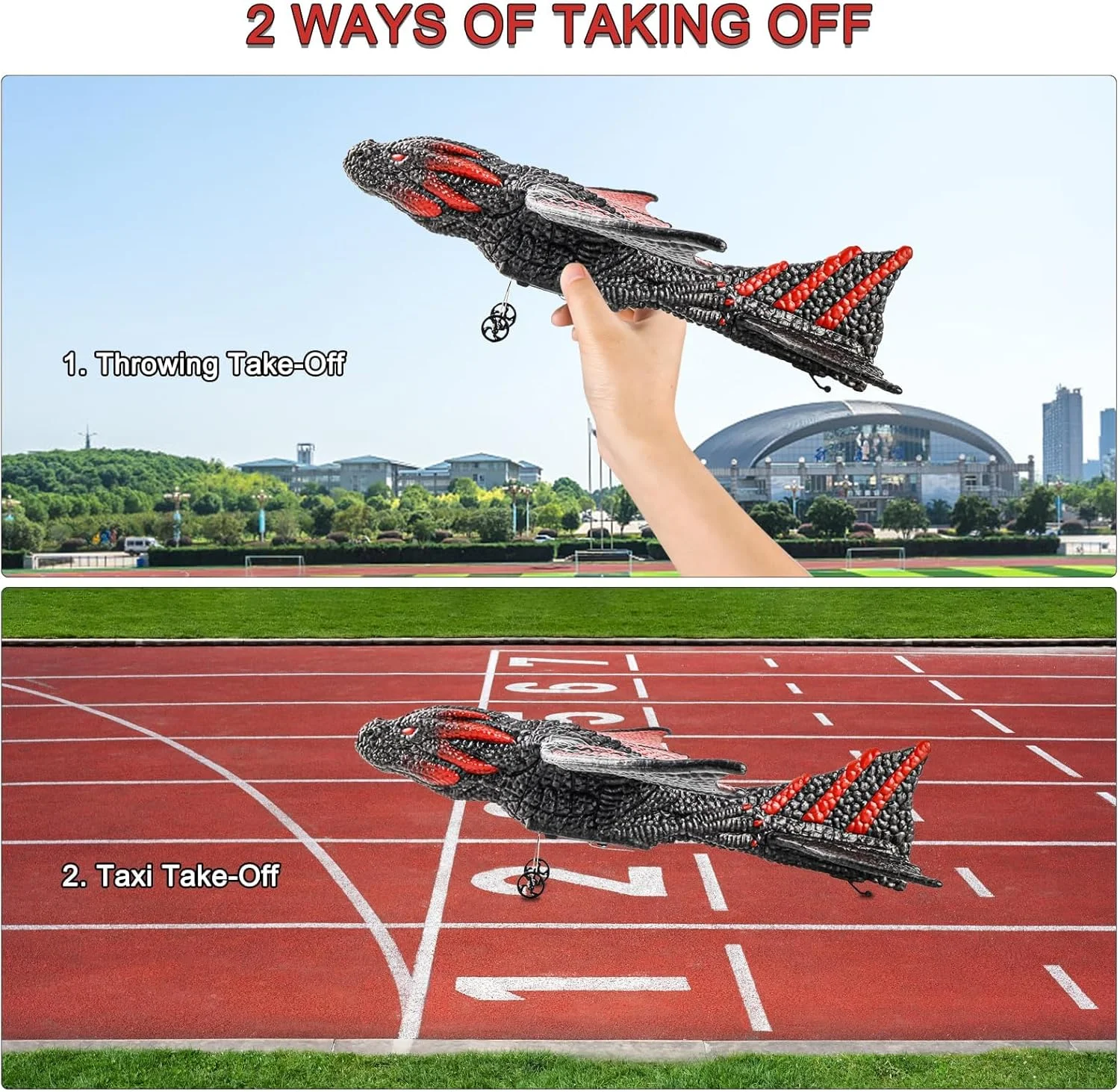 هواپیمای کنترلی آزون 2.4 گیگاهرتز طرح پرنده اژدها به همراه 1 باتری و تثبیت کننده ژیروسکوپ 6 محوره، گلایدر کنترلی RTF با پرواز آسان برای مبتدیان، بزرگسالان و کودکان پسر