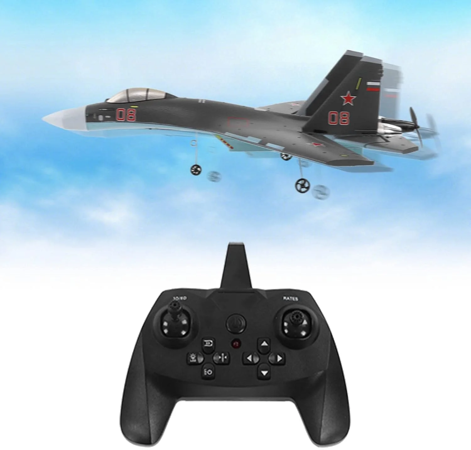 هواپیمای RC، هواپیمای الکتریکی SU-35 با 6 ژیروسکوپ، قابلیت انجام حرکات 360 درجه، 4 کانال، هواپیمای کنترل از راه دور برای کودکان و مبتدیان