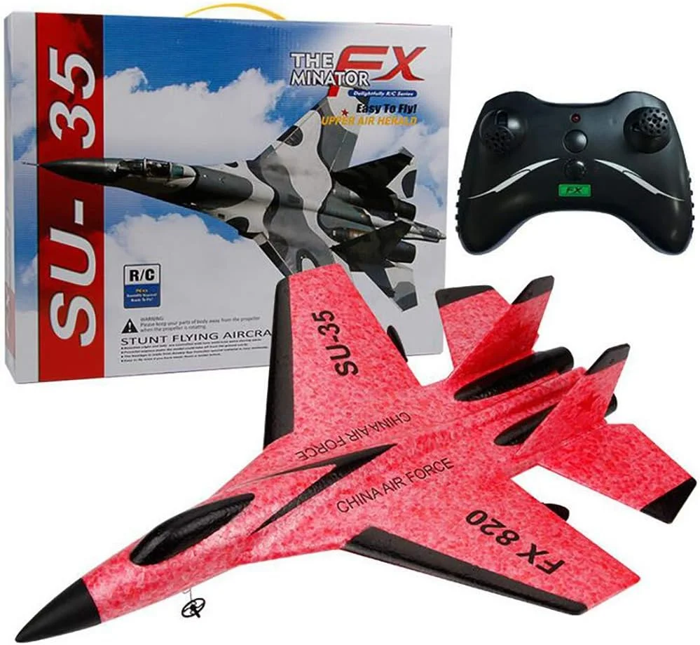 هواپیمای کنترلی آرسی RCTOYS SU-35 با فرکانس 2.4 گیگاهرتز و 2 کانال، هواپیمای کنترل از راه دور، اسباب بازی هواپیمای کاغذی پرنده کنترلی مناسب برای داخل و خارج از خانه، پرواز آسان، بهترین هدیه برای بزرگسالان و کودکان، صورتی