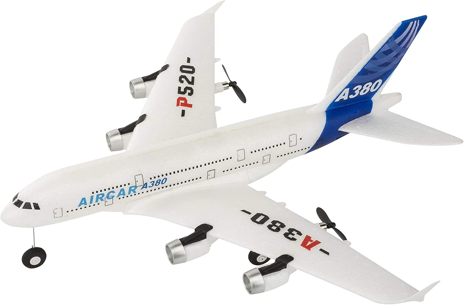 هواپیمای جدید A380 2.4G 2 کاناله با بال ثابت، اسباب بازی هواپیمای RC مدل P520-A380 مناسب فضای باز، دارای دو باتری (آبی) هواپیمای جدید A380 2.4G 2 کاناله با بال ثابت، اسباب بازی هواپیمای RC مدل P520-A380 مناسب فضای باز، دارای دو باتری (آبی)