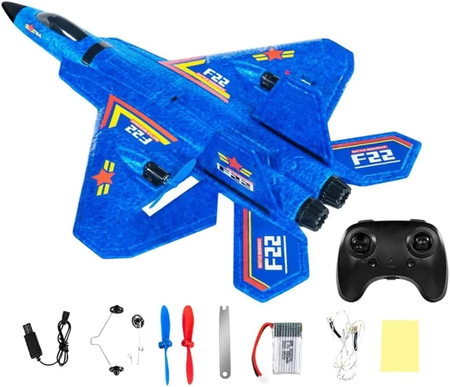 هواپیمای RC مدل F22، جنگنده آماده پرواز، هواپیمای کنترل از راه دور 2.4 گیگاهرتز 2 کاناله، اسباب بازی هواپیمای RC برای پسران، دختران، کودکان و مبتدیان (آبی) هواپیمای RC مدل F22، جنگنده آماده پرواز، هواپیمای کنترل از راه دور 2.4 گیگاهرتز 2 کاناله، اسباب بازی هواپیمای RC برای پسران، دختران، کودکان و مبتدیان (آبی)