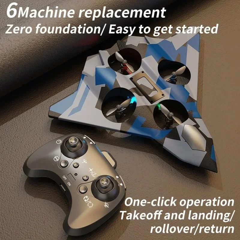 هواپیمای فومی کنترلی 2.4 گیگاهرتزی نسل ششم، هواپیمای RC، کوادکوپتر، شناور، حالت چرخش 360 درجه، 2 سرعت، نورپردازی LED، هواپیمای بال ثابت 6 کاناله ضد سقوط و پرواز آسان با 2 عدد باتری