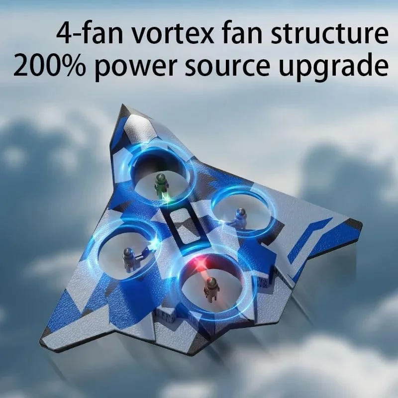 هواپیمای فومی کنترلی 2.4 گیگاهرتزی نسل ششم، هواپیمای RC، کوادکوپتر، شناور، حالت چرخش 360 درجه، 2 سرعت، نورپردازی LED، هواپیمای بال ثابت 6 کاناله ضد سقوط و پرواز آسان با 2 عدد باتری
