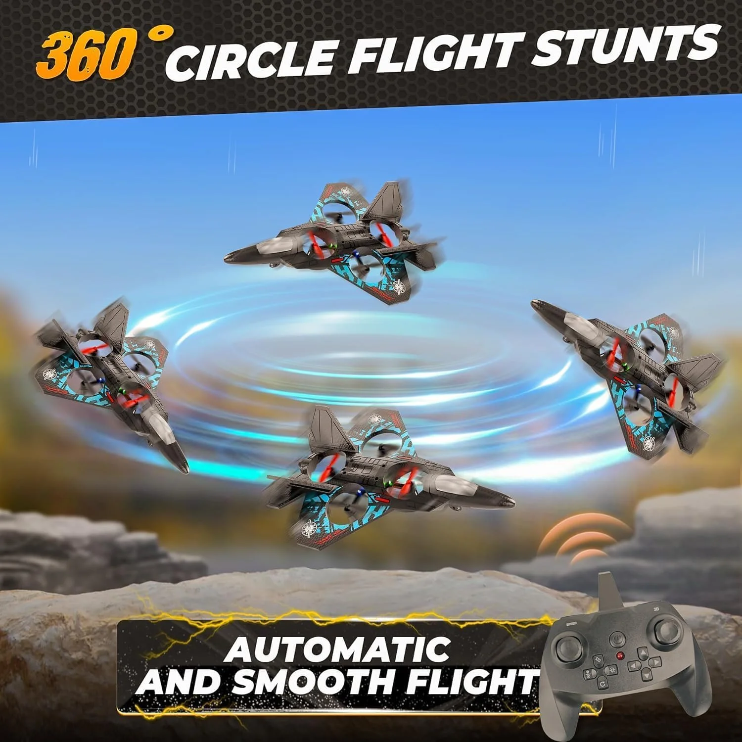 هواپیمای کنترلی 2.4 گیگاهرتز، هواپیمای آرسی با چراغ شب، هواپیمای جنگنده شناور کوادکوپتر آرسی RTF برای مبتدیان، اسباب بازی هواپیما با چراغ های رنگی شارژ USB کودکان و بزرگسالان (خاکستری)