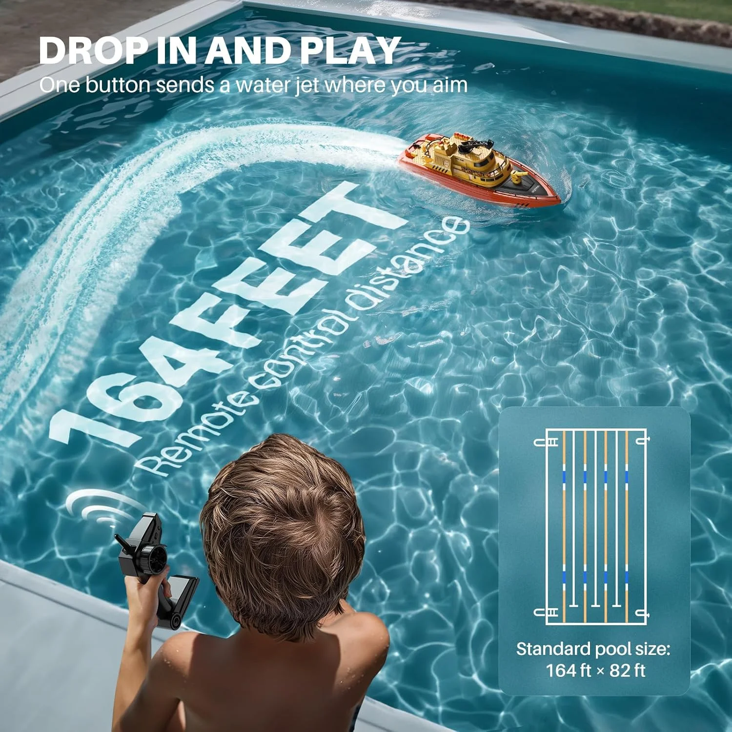 قایق کنترلی SYMA، قایق آتش نشانی بزرگ برای بزرگسالان و کودکان 8-12 سال با 40 دقیقه زمان اجرا (2 باتری)، سرعت بالا 15 کیلومتر در ساعت و هشدار باتری کم، اسباب بازی های آبی استخر برای پسران و دختران