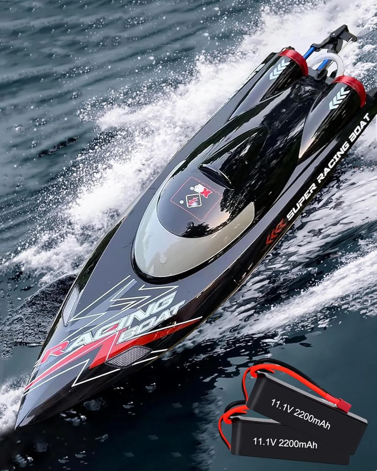 قایق کنترلی بدون جاروبک WL916، شناور آبی آرسی 2.4G با سرعت 55 کیلومتر بر ساعت، زیردریایی آرسی با چراغ های ال ای دی برای سرگرمی بزرگسالان و پسران بالای 14 سال (RTR 2 باتری)