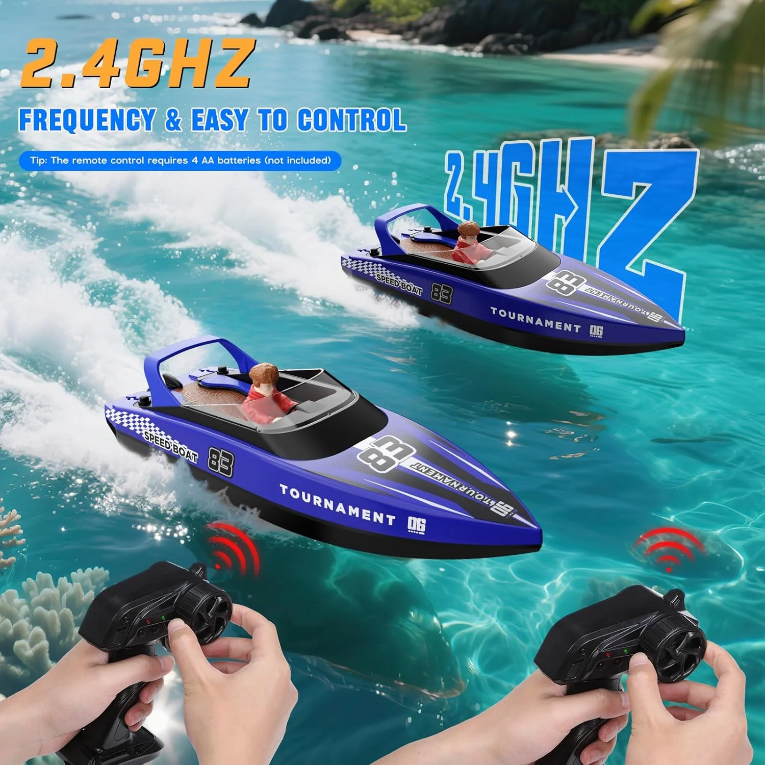 قایق کنترلی با چراغ ال ای دی، سرعت ۱۵ کیلومتر بر ساعت، قایق کنترلی ۲.۴ گیگاهرتز، قایق های مسابقه ای سریع برای کودکان، اسباب بازی استخر، قایق برقی برای دریاها، استخرها و دریاچه ها