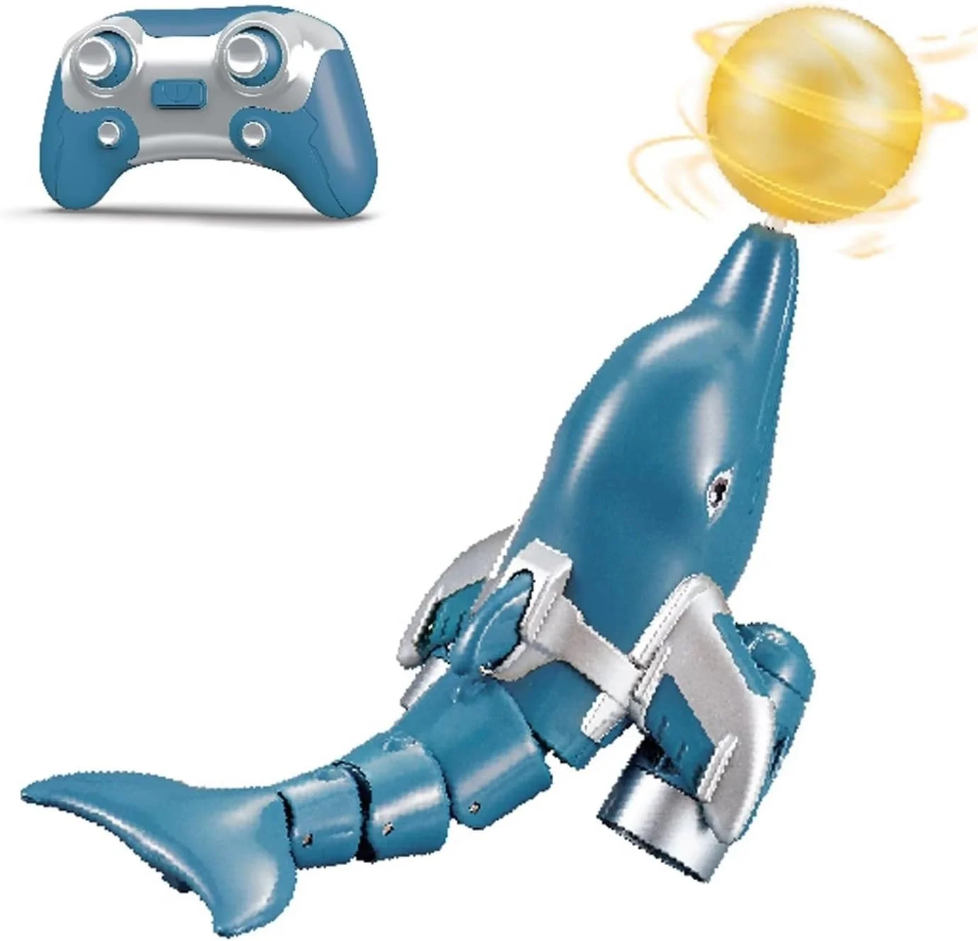 اسباب بازی دلفین کنترلی - حیوان آبی شناور RC 2.4 گیگاهرتزی با سر توپی چرخشی، اسباب بازی آبی شبیه سازی شده برای بازی در استخر، دریاچه و رودخانه - هدیه سرگرم کننده برای کودکان 6 سال به بالا