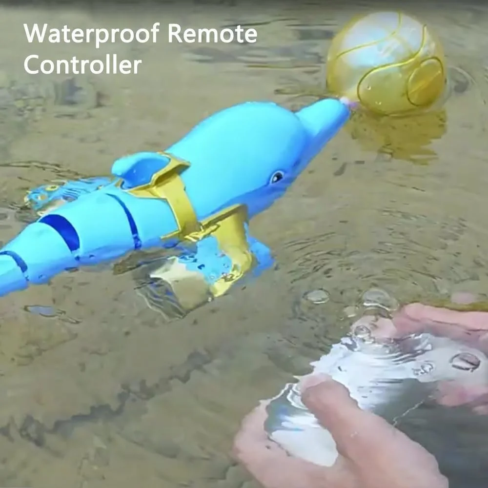 اسباب بازی دلفین کنترلی - حیوان آبی شناور RC 2.4 گیگاهرتزی با سر توپی چرخشی، اسباب بازی آبی شبیه سازی شده برای بازی در استخر، دریاچه و رودخانه - هدیه سرگرم کننده برای کودکان 6 سال به بالا