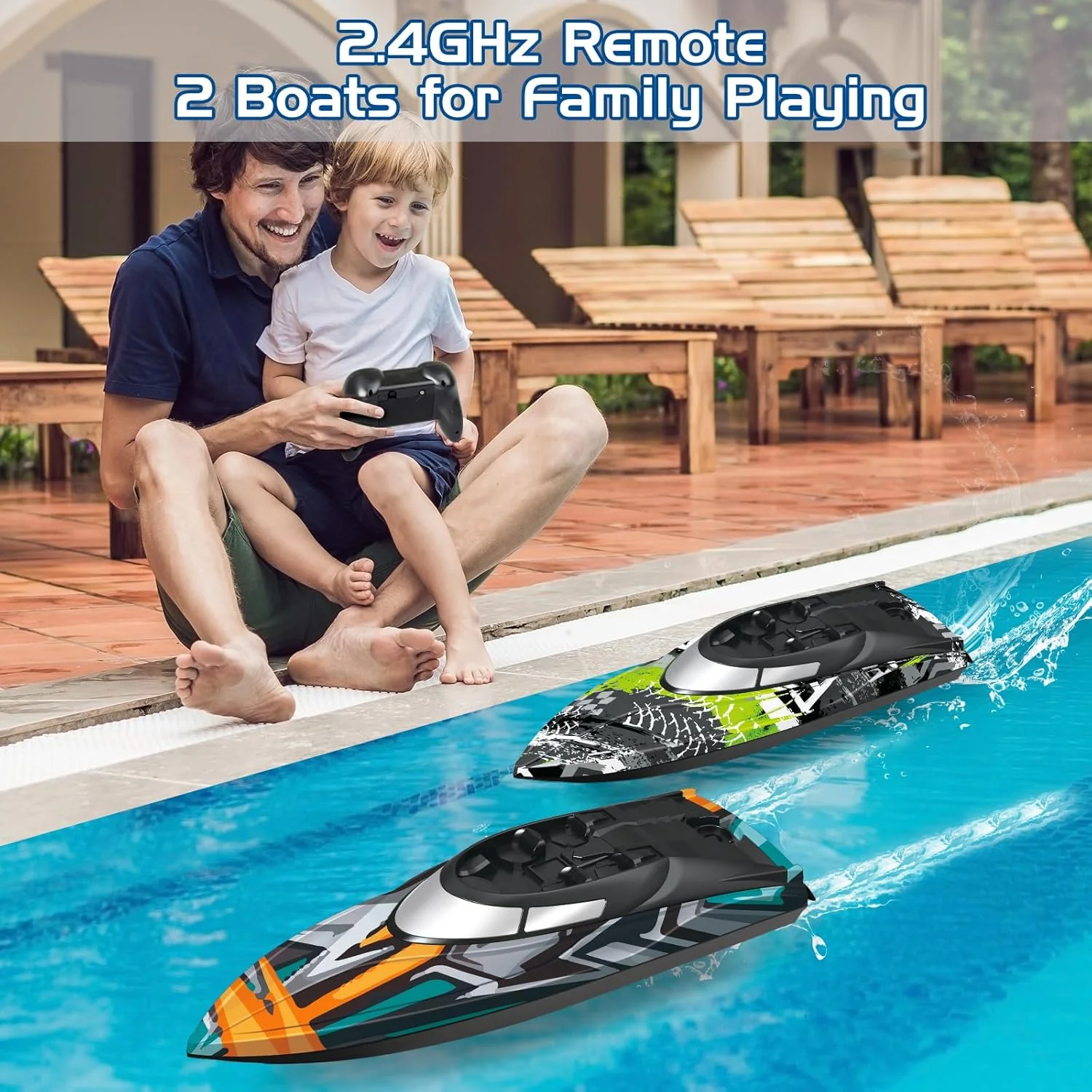 بسته 2 عددی قایق کنترلی برای کودکان، اسباب بازی قایق کنترل از راه دور با چراغ LED، باتری قابل شارژ، مناسب استخرها، دریاچه ها، هدیه برای پسران و دختران 6، 7، 8 ساله