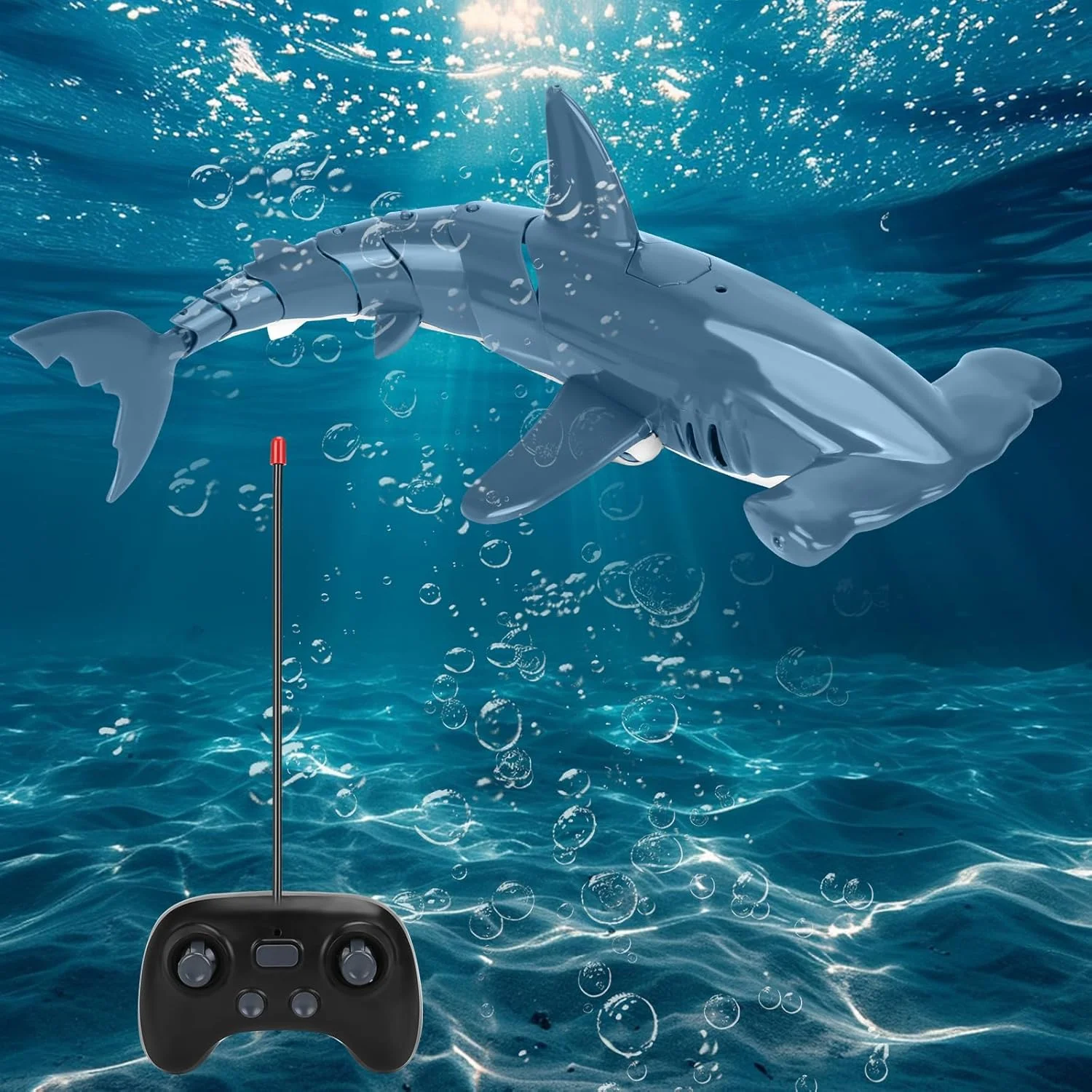 کوسه کنترلی با شبیه سازی بالا، اسباب بازی کوسه آرسی برای استخر شنا و حمام در تابستان، اسباب بازی قایق آرسی آبی رنگ، هدیه ای عالی برای پسران و دختران 6 سال به بالا