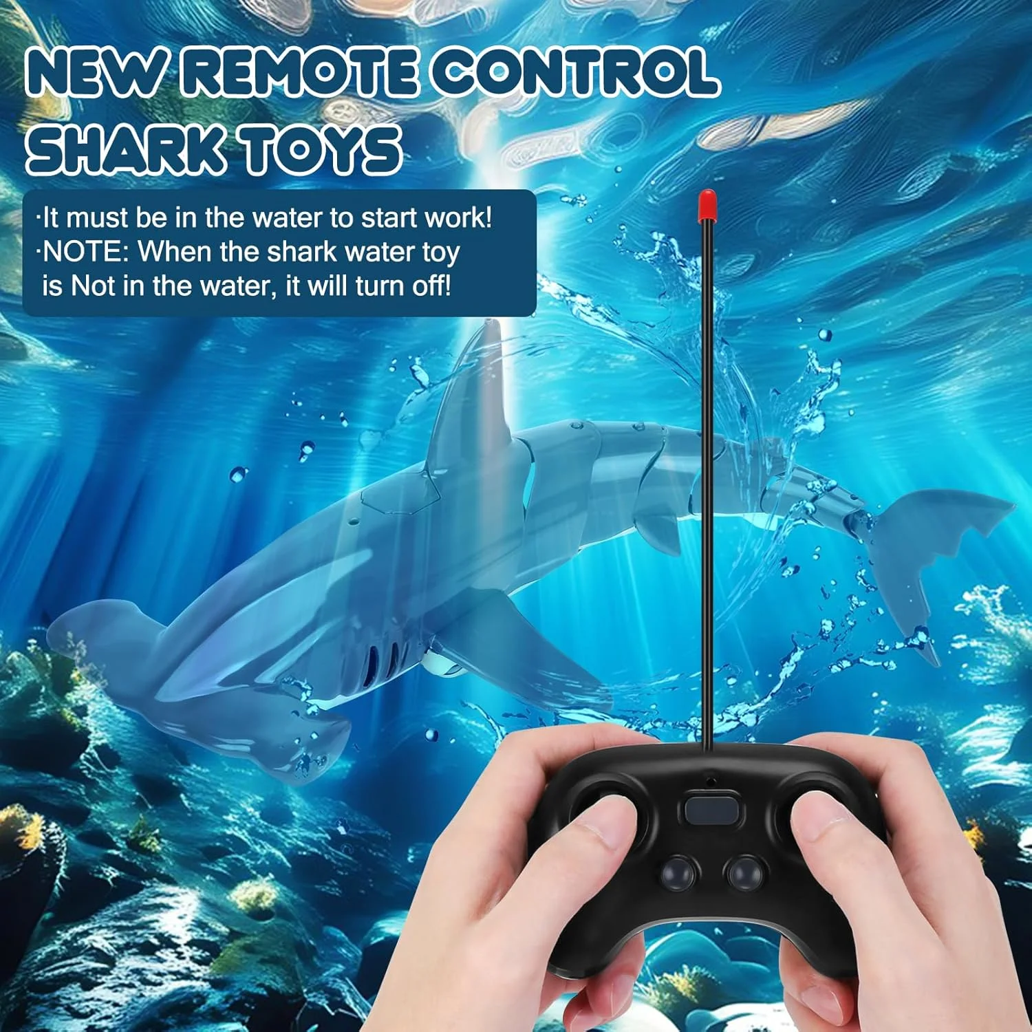 کوسه کنترلی با شبیه سازی بالا، اسباب بازی کوسه آرسی برای استخر شنا و حمام در تابستان، اسباب بازی قایق آرسی آبی رنگ، هدیه ای عالی برای پسران و دختران 6 سال به بالا