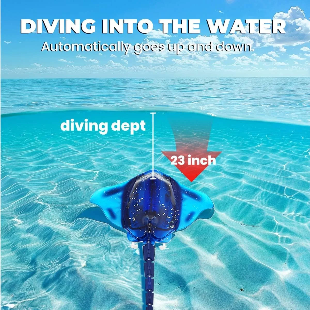 اسباب بازی استینگری کنترل از راه دور QUN XING، اسباب بازی استخر سفره ماهی RC شنای واقعی، باتری قابل شارژ و چراغ های LED، هدیه اسباب بازی آبی تابستانی برای کودکان 8-12 سال، آبی