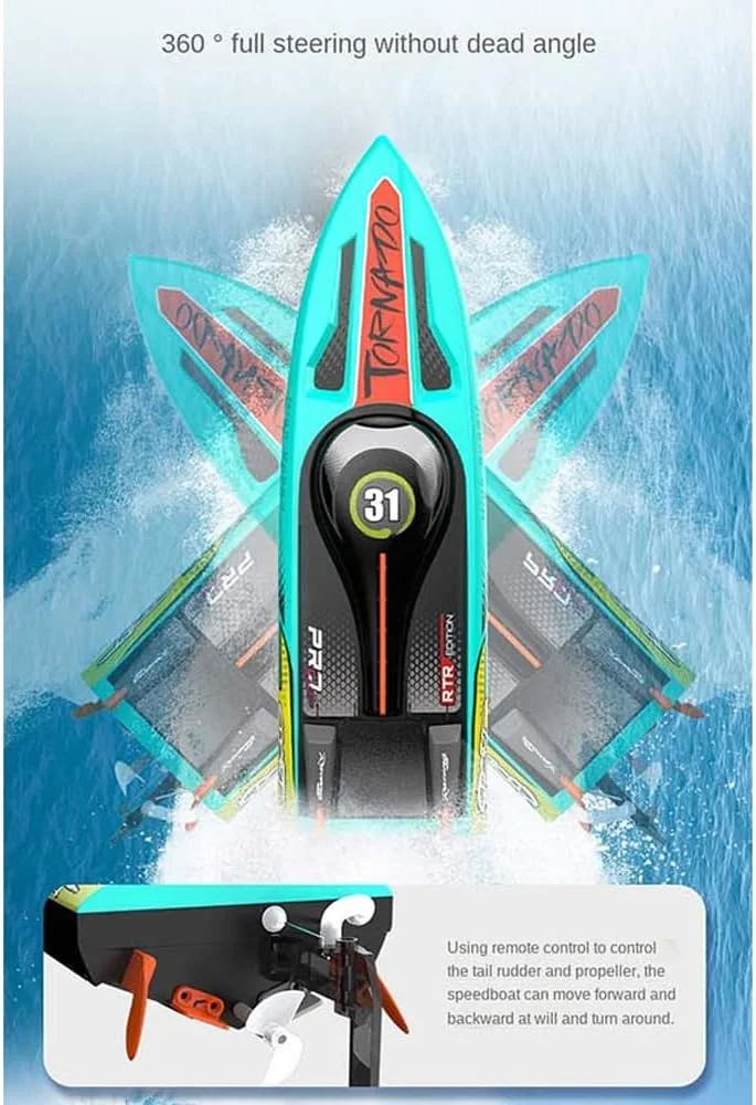 قایق کنترلی موتور براشلس ┃ قایق های آرسی با سرعت 65 کیلومتر در ساعت ┃ قایق کنترلی حرفه ای و واقعی هدیه ای مناسب ┃ قایق مسابقه ای الکتریکی آرسی سریع برای دریاچه با قابلیت بازیابی خودکار
