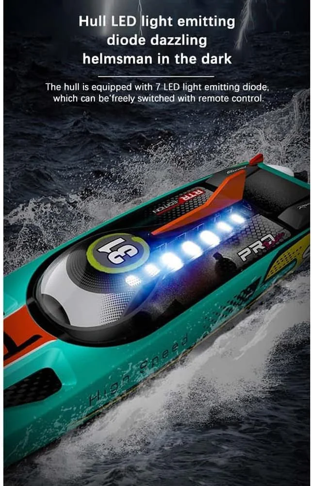 قایق کنترلی موتور براشلس ┃ قایق های آرسی با سرعت 65 کیلومتر در ساعت ┃ قایق کنترلی حرفه ای و واقعی هدیه ای مناسب ┃ قایق مسابقه ای الکتریکی آرسی سریع برای دریاچه با قابلیت بازیابی خودکار