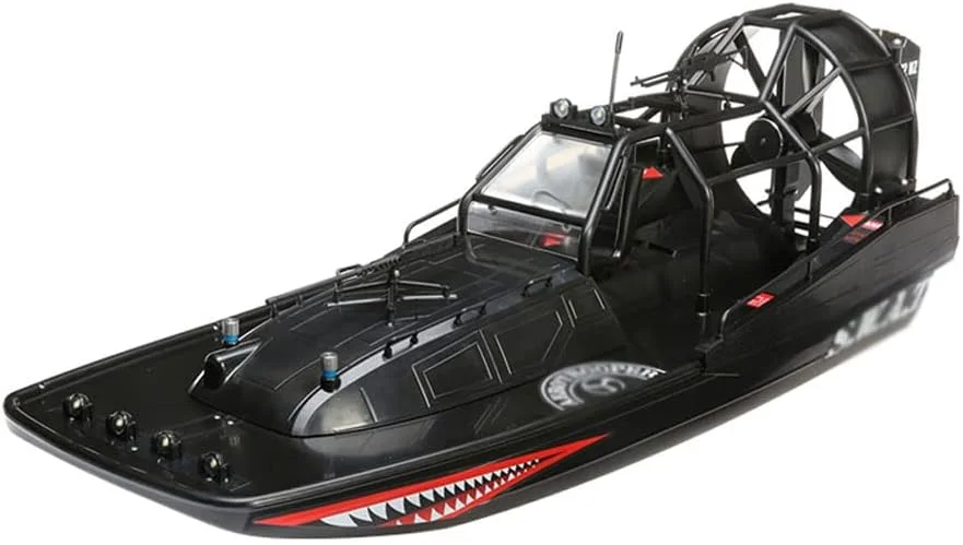 قایق بدون جاروبک 25 اینچی RC آماده حرکت، قایق آبی-خاکی با چراغ LED برای سرگرمی، مناسب برای افراد بالای 14 سال