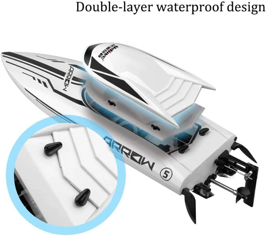 قایق کنترلی بزرگ براشلس با سرعت بالا 30 مایل در ساعت، مناسب برای مسابقات از راه دور در دریاچه، استخر، رودخانه و آب، اسباب بازی کنترلی (B، 2 باتری)