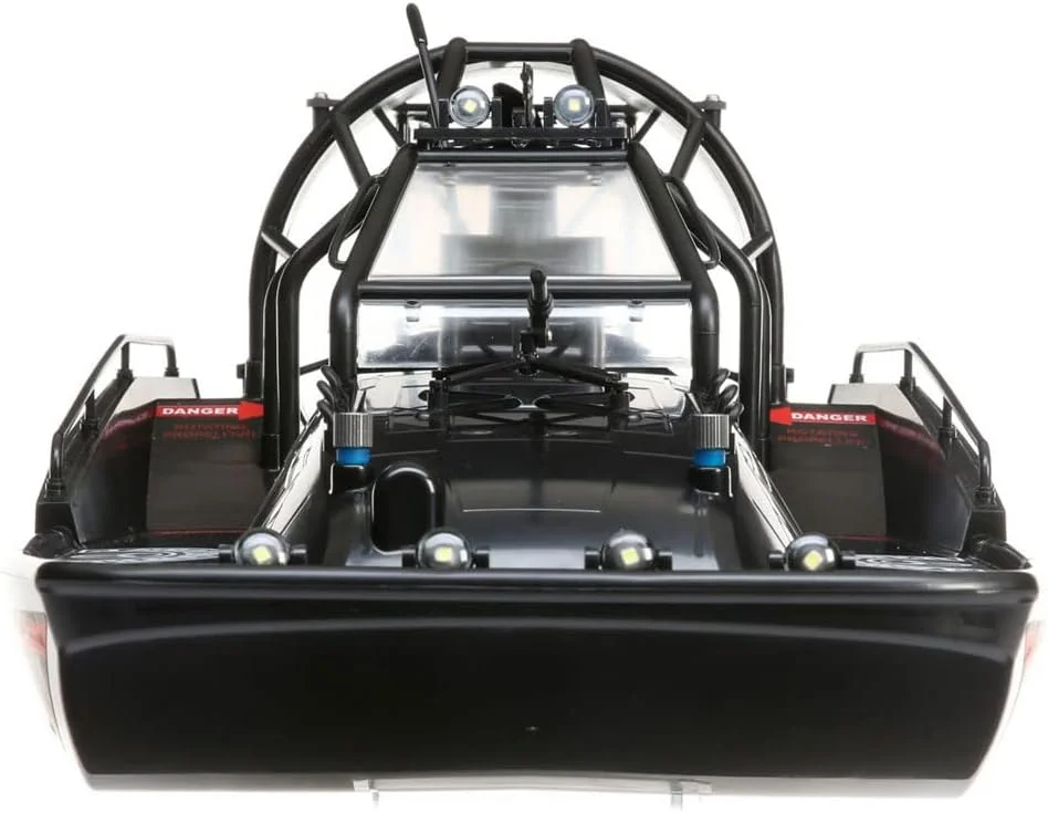 قایق بدون جاروبک 25 اینچی RC آماده حرکت، قایق آبی-خاکی با چراغ LED برای سرگرمی، مناسب برای افراد بالای 14 سال