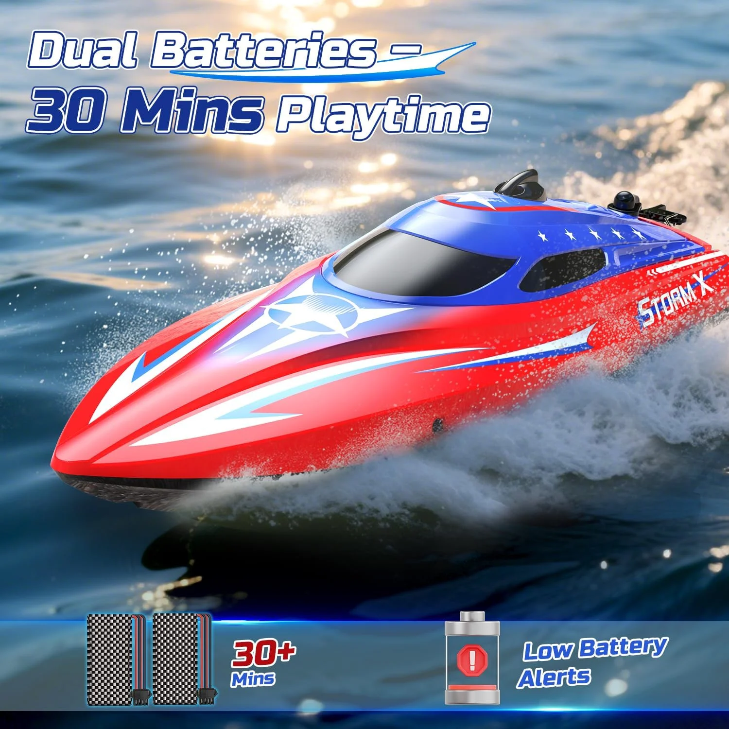 قایق کنترلی حرفه ای با کنترل کامل متناسب برای کودکان و بزرگسالان، قایق آرسی ضد آب با سرعت بالا 20 مایل در ساعت، 2 باتری (30 دقیقه)، اسباب بازی قایق مسابقه ای 2.4 گیگاهرتز برای استخر و دریاچه قایق کنترلی حرفه ای با کنترل کامل متناسب برای کودکان و بزرگسالان، قایق آرسی ضد آب با سرعت بالا 20 مایل در ساعت، 2 باتری (30 دقیقه)، اسباب بازی قایق مسابقه ای 2.4 گیگاهرتز برای استخر و دریاچه