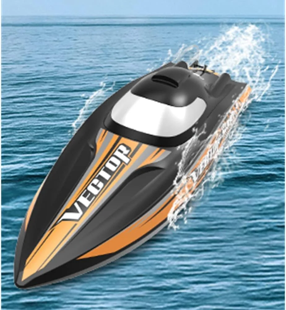 قایق های آرسی براشلس با سرعت 60 کیلومتر در ساعت، قایق کنترل از راه دور سریع با باتری های قابل شارژ برای دریاچه ها، قایق های آرسی پرسرعت 2.4 گیگاهرتز، هدیه ای برای پسران و دختران (2 باتری)