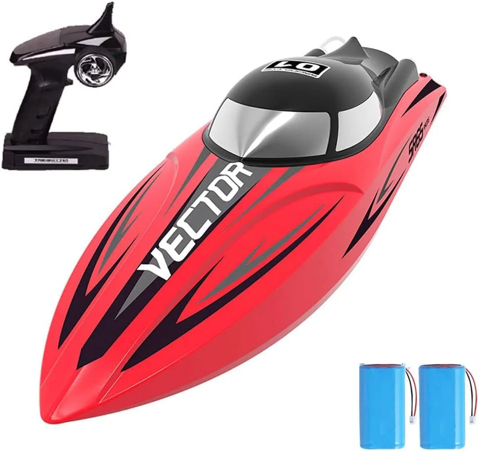 قایق های آرسی براشلس برای قایق کنترل از راه دور سریع 60 کیلومتر در ساعت با 2 باتری قابل شارژ برای دریاچه ها قایق های آرسی پر سرعت 2.4 گیگاهرتز برای هدیه کودکان پسران دختران (قرمز)