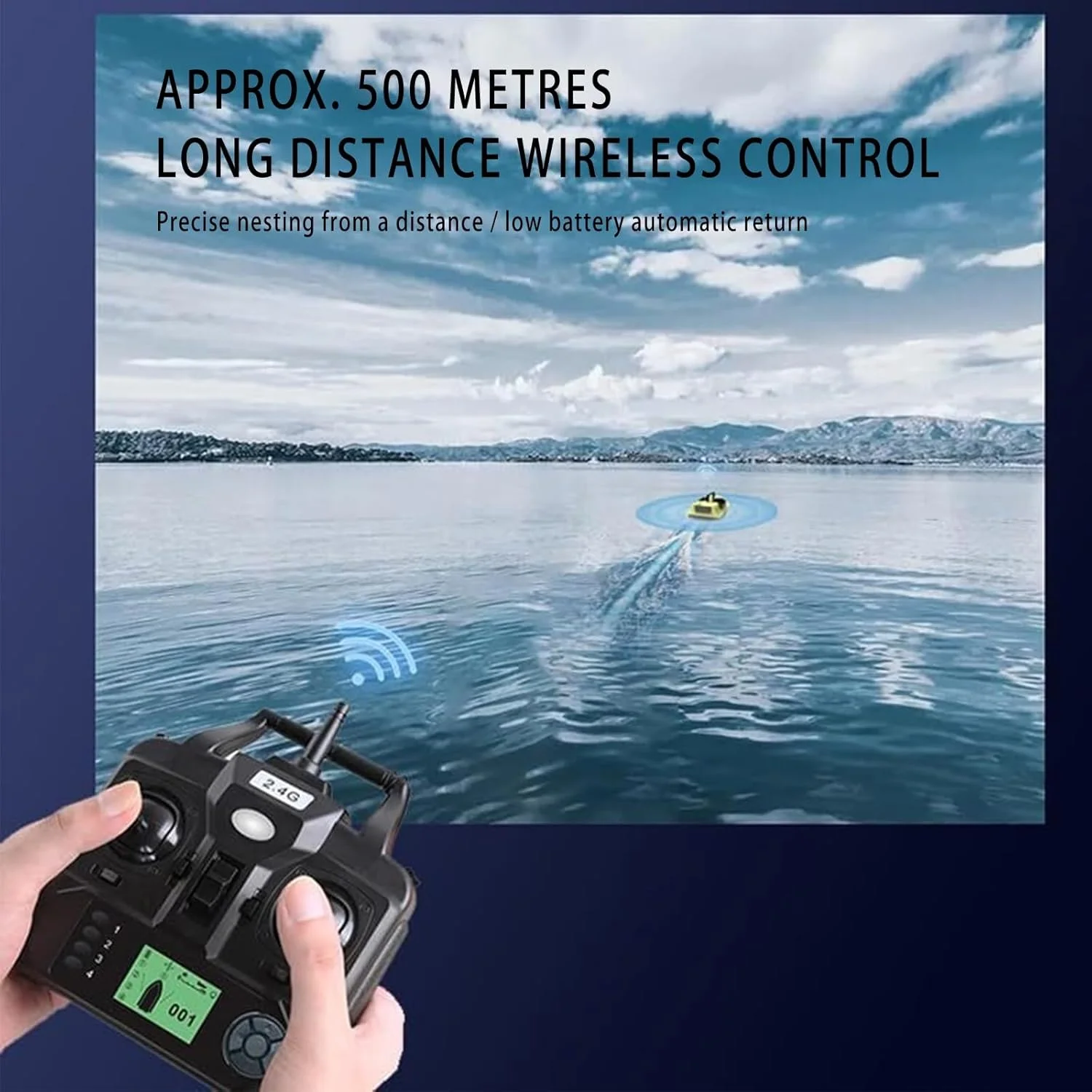 قایق طعمه پاش GPS RC، دارای 16 نقطه موقعیت یابی، کنترل از راه دور 500 متری، 3 مخزن طعمه، عمر باتری 2 تا 8 ساعت، تصحیح خودکار مسیر، موتور دوگانه، مهر و موم شده و ضد آب، برای ماهیگیری (5200mAh)