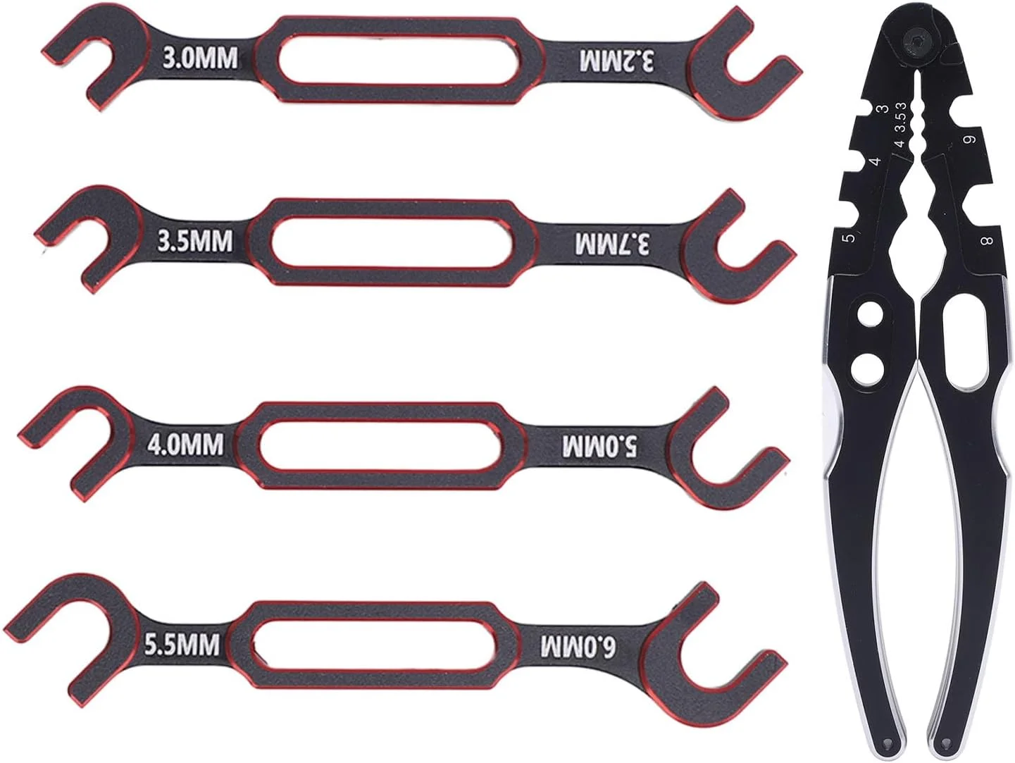 انبر چندکاره کمک فنر Nuresy سایزهای ۳.۰، ۳.۲، ۳.۵، ۳.۷، ۴.۰، ۵.۰، ۵.۵ و ۶.۰ میلی‌متر، ابزار تعمیر اتومبیل RC