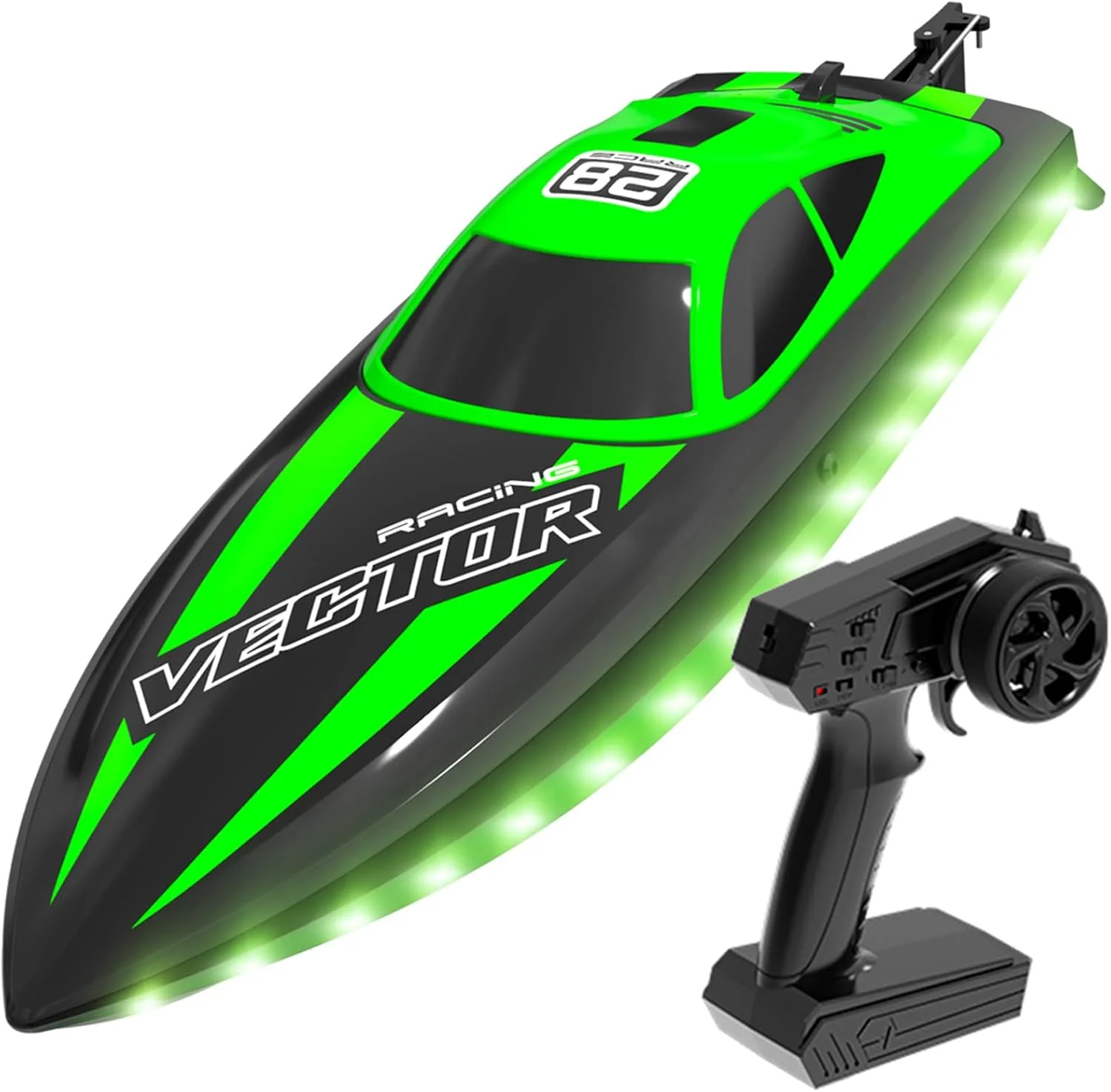 قایق های کنترل از راه دور - قایق با چراغ های ال ای دی برای استخر و دریاچه، قایق های مسابقه ای 2.5 گیگاهرتز، اسباب بازی آبی تابستانی