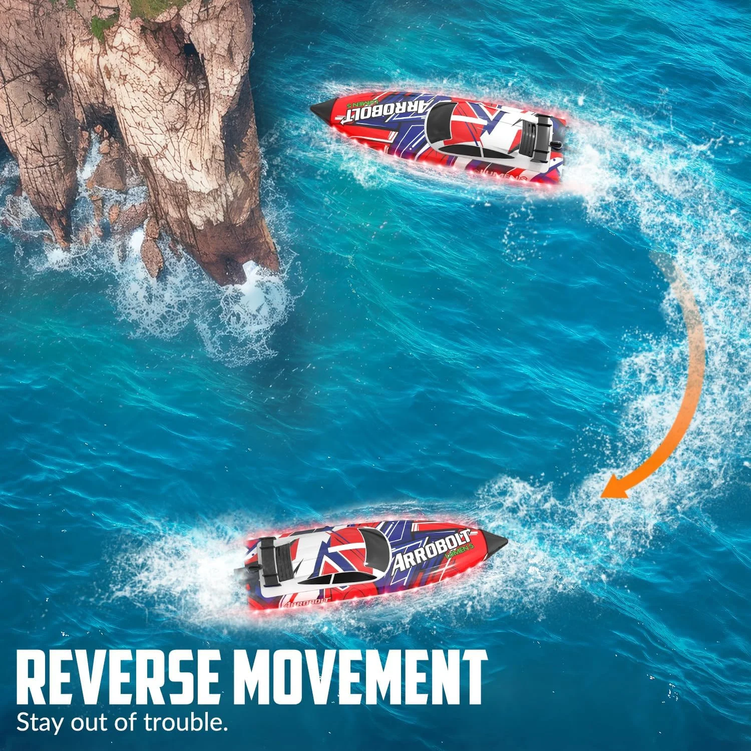 قایق کنترلی - قایق های کنترلی برای بزرگسالان با چراغ های ال ای دی، قایق های مسابقه ای برای استخر و دریاچه، اسباب بازی آبی پر سرعت 2.4 گیگاهرتزی (قرمز)