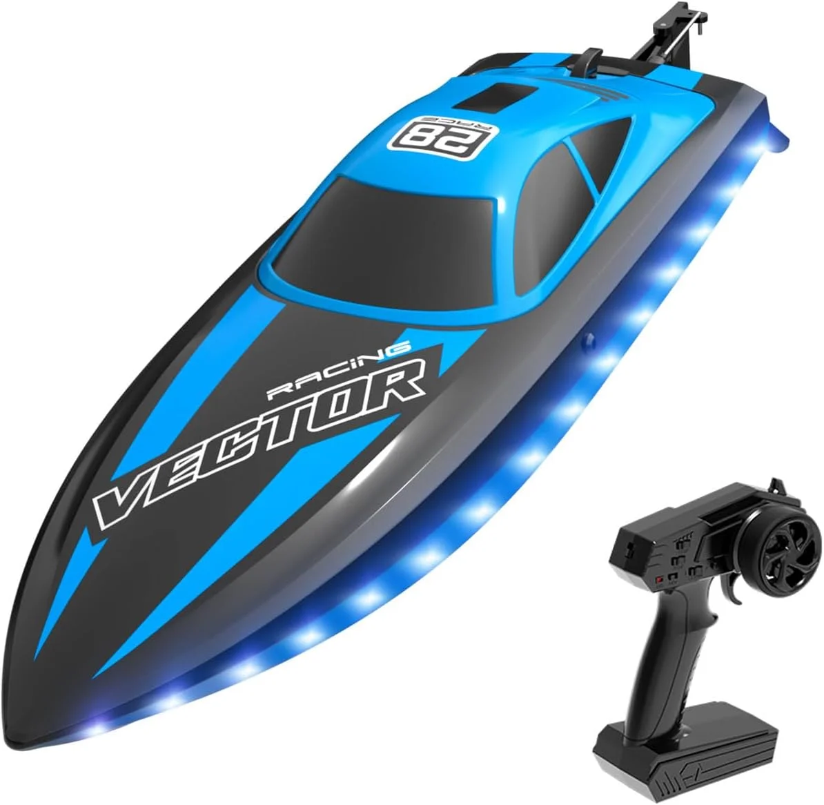 قایق کنترلی - قایق های مسابقه ای کنترلی 2.4 گیگاهرتزی با چراغ های ال ای دی برای استخرها و دریاچه ها، اسباب بازی آبی تابستانی