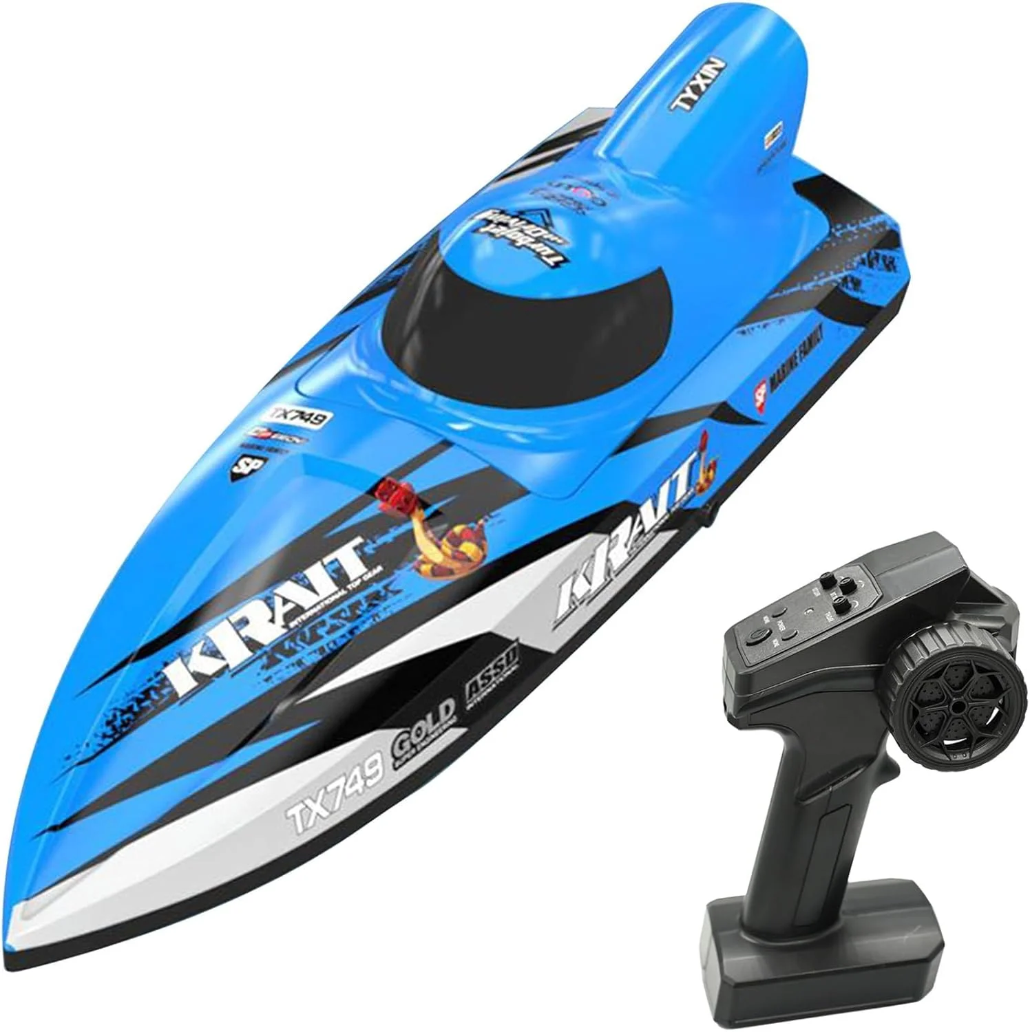 قایق کنترلی از راه دور - قایق RC با چراغ های LED برای استخر و دریاچه، قایق های مسابقه ای RC 2.4 گیگاهرتز، اسباب بازی آبی تابستانی