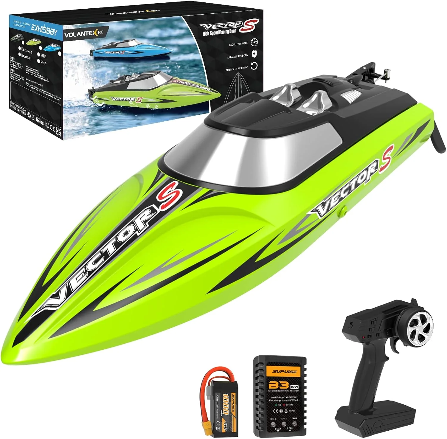 قایق کنترلی - قایق های مسابقه ای پر سرعت با کنترل از راه دور 2.4 گیگاهرتزی برای استخر و دریاچه، اسباب بازی آبی تابستانی