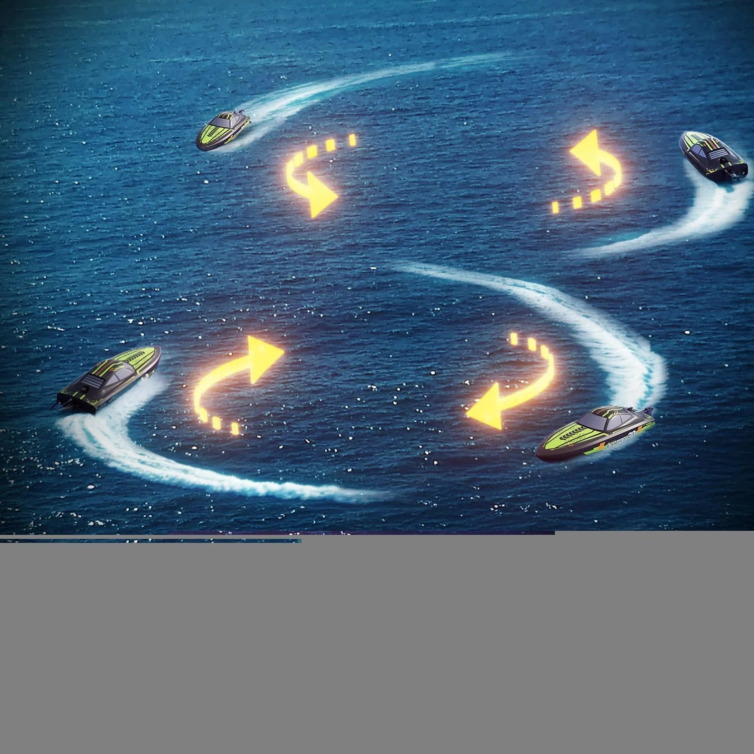 قایق کنترلی - قایق های کنترلی از راه دور برای بزرگسالان، قایق مسابقه ای کوچک 2.4 گیگاهرتزی برای استخر و دریاچه ها، اسباب بازی آبی تابستانی (سبز)