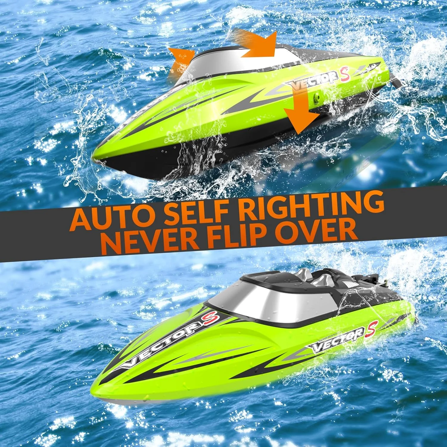 قایق کنترلی - قایق های مسابقه ای پر سرعت با کنترل از راه دور 2.4 گیگاهرتزی برای استخر و دریاچه، اسباب بازی آبی تابستانی