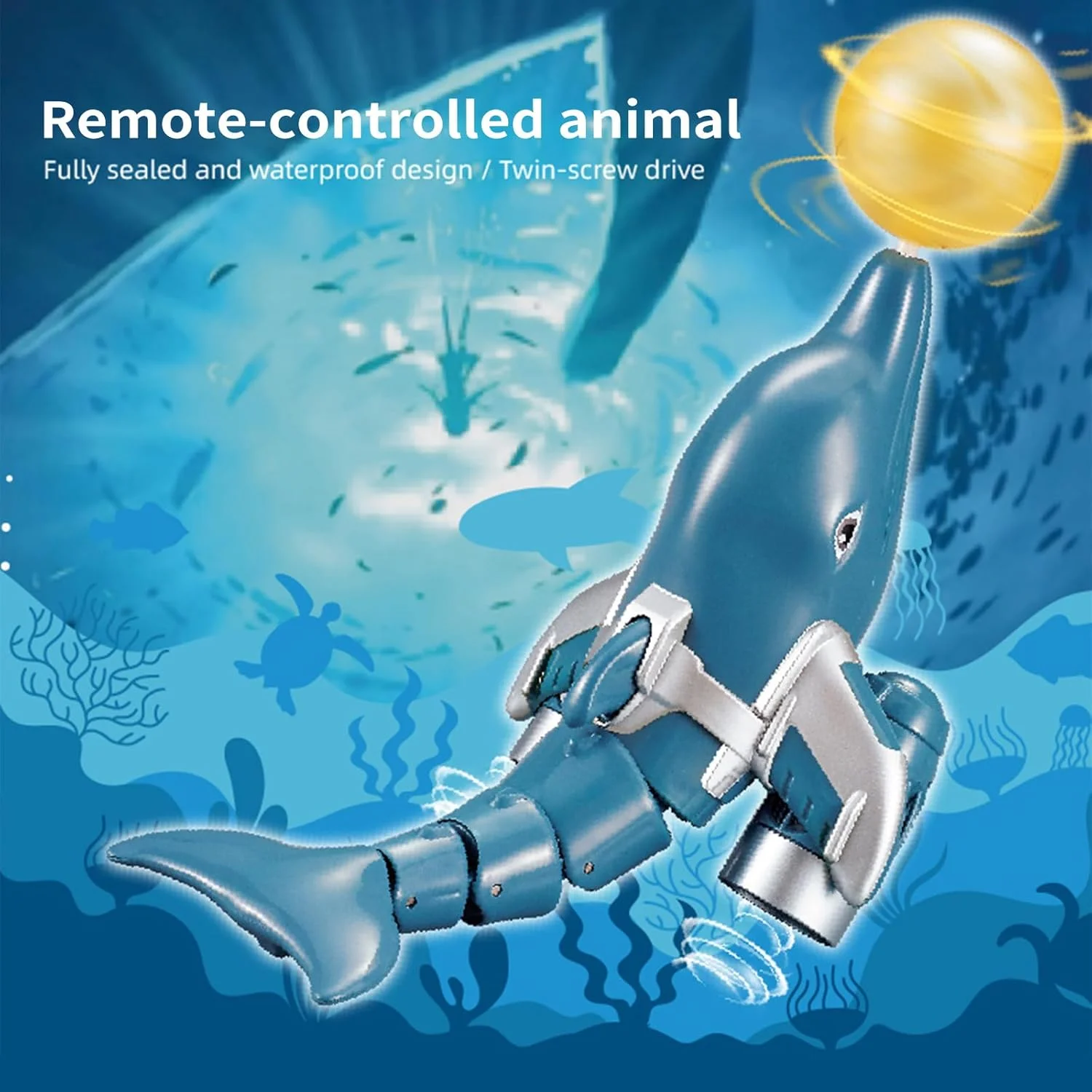 قایق حیوانات کنترلی Labymos با کنترل از راه دور 2.4 گیگاهرتز، اسباب بازی های آبی ضد آب / چرخش سر توپی با یک کلیک