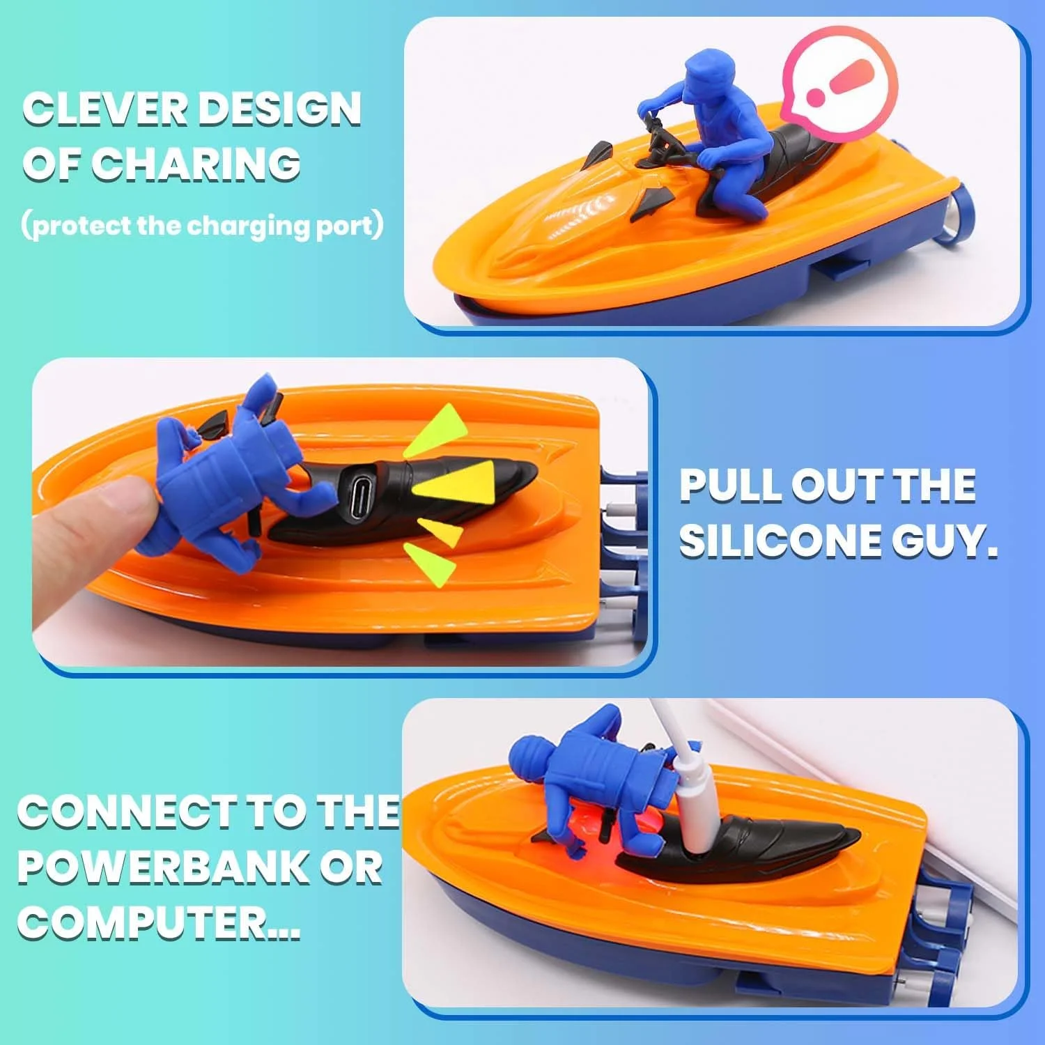 قایق کنترلی از راه دور برای کودکان به همراه سپر بادی، باتری قابل شارژ و شارژ USB، قایق کنترلی برای استخر، مناسب کودکان 8 تا 12 سال، هدیه تولد، اسباب بازی آبی تابستانی - آبی