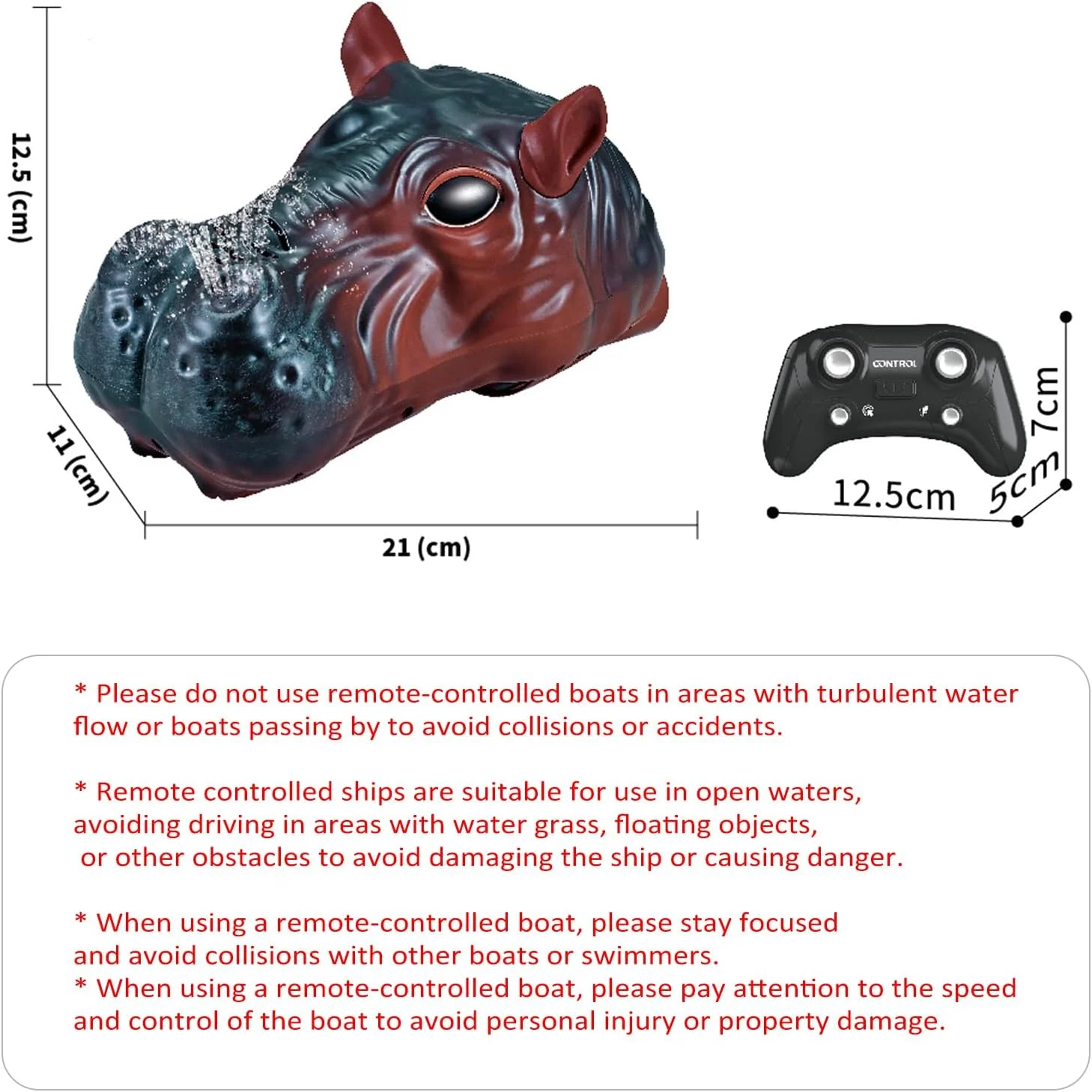 قایق حیوانات کنترلی Labymos با کنترل از راه دور 2.4 گیگاهرتز، اسباب بازی های آبی ضد آب با عملکرد آبپاشی/نمایش با یک کلیک