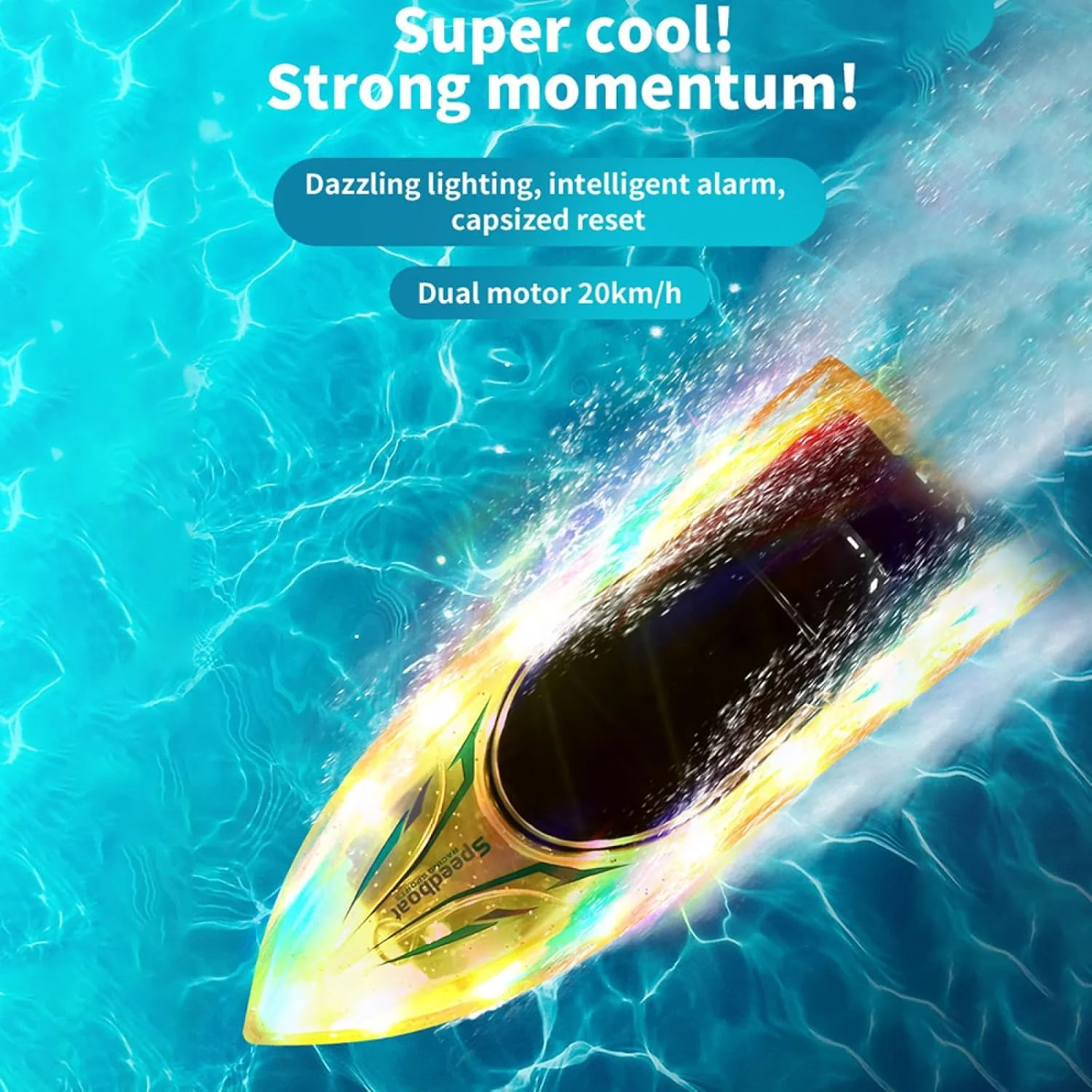 قایق کنترلی Labymos برای بزرگسالان و کودکان، قایق موتوری کنترلی پرسرعت 2.4 گیگاهرتز برای استخر و دریاچه، اسباب بازی قایق برقی با چراغ LED (بنفش شفاف)