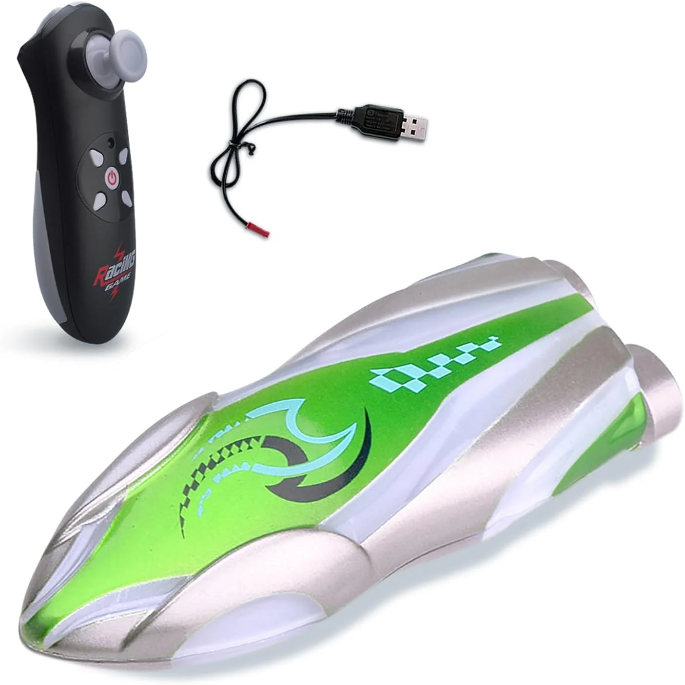 قایق کنترلی Labymos برای کودکان، قایق بدلکاری کنترلی پرسرعت 2.4 گیگاهرتز برای استخر ساحلی، اسباب بازی قایق ضد آب با چراغ LED (سبز)