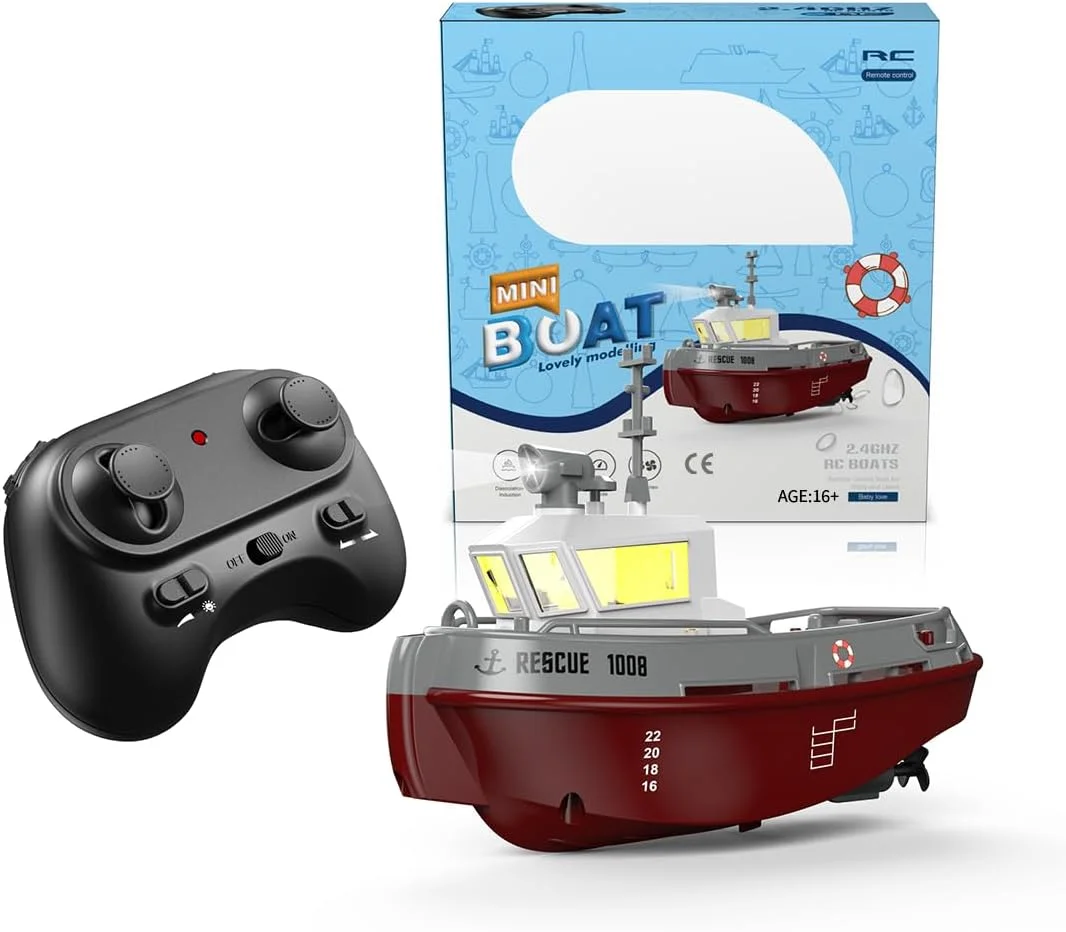 قایق تفریحی الکتریکی آرسی 1/44، قایق آرسی 2.4G با سرعت 5 کیلومتر در ساعت با چراغ های ال ای دی، موتور دوگانه و بدنه ضد آب، قایق های مسابقه ای ضد آب برای استخرها و دریاچه ها، بازی های آبی در فضای باز و هدیه تابستانی برای بزرگسالان و نوجوانان قایق تفریحی الکتریکی آرسی 1/44، قایق آرسی 2.4G با سرعت 5 کیلومتر در ساعت با چراغ های ال ای دی، موتور دوگانه و بدنه ضد آب، قایق های مسابقه ای ضد آب برای استخرها و دریاچه ها، بازی های آبی در فضای باز و هدیه تابستانی برای بزرگسالان و نوجوانان