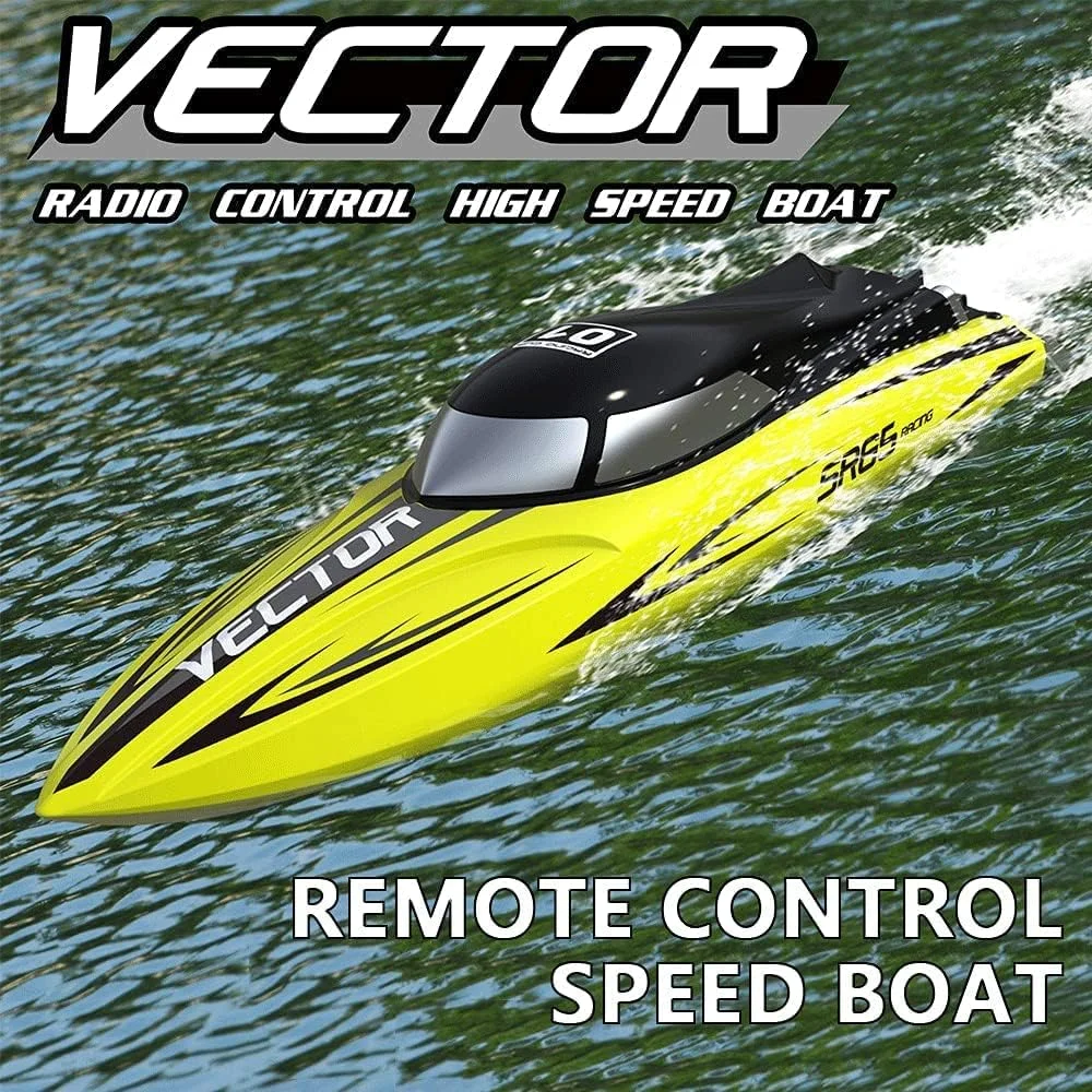 قایق موتوری کنترلی الکتریکی با سرعت بالا، طول 63 سانتی متر، سرعت 64 کیلومتر بر ساعت، موتور براشلس، مناسب برای سرگرمی، بازیکنان، پسران بالای 14 سال