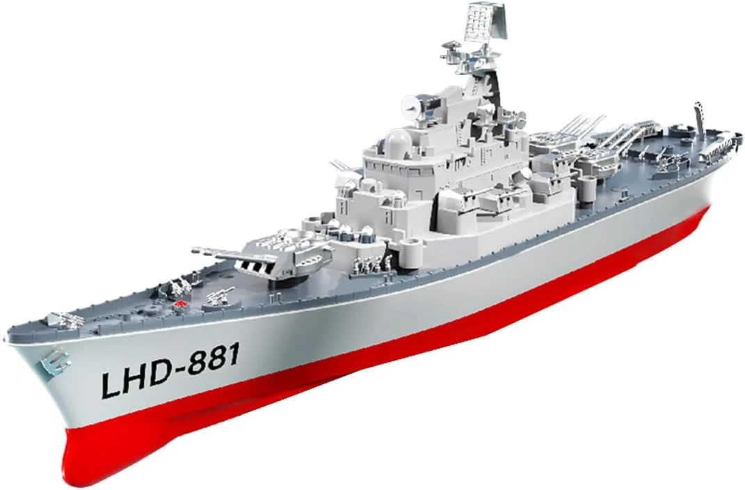 مدل کشتی جنگی دو موتوره LHD-881 RC با نور برای بزرگسالان، کیت مدل کشتی جنگی الکتریکی RC 1/390، هدیه برای کلکسیونرهای مدل قایق (نسخه RTR)