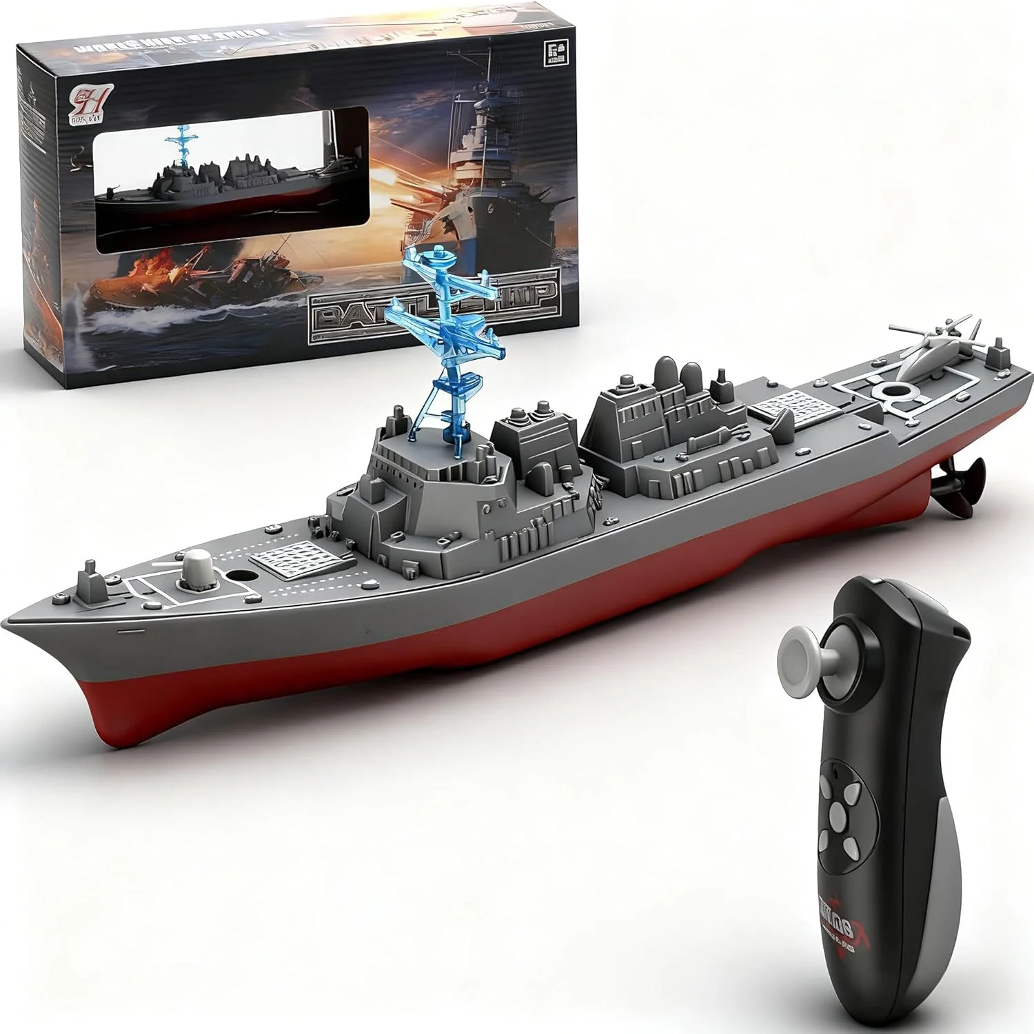 کشتی جنگی کنترلی 2.4 گیگاهرتز، اسباب بازی آبی کنترلی کشتی جنگی کوچک، مدل ناوشکن، هدیه بزرگ کودکان