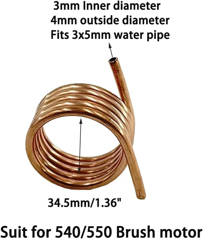 1 عدد لوله خنک کننده آب موتور براش قایق RC، حلقه مسی ژاکت خنک کننده آب برای قطعات خنک شونده با آب موتور براش کشتی مدل DIY قایق RC (مناسب برای موتور براش 540/550)