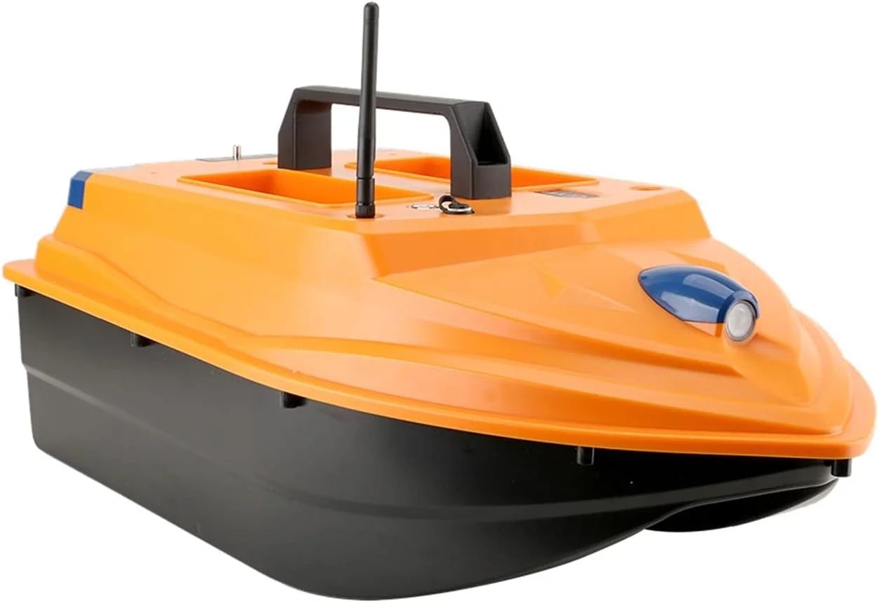 قایق طعمه پاش بی سیم 2.4G با برد 500 متر، کنترل خودکار هوشمند طعمه، قایق ماهیگیری با ظرفیت 3 کیلوگرم، موتور دوگانه، 2 مخزن طعمه