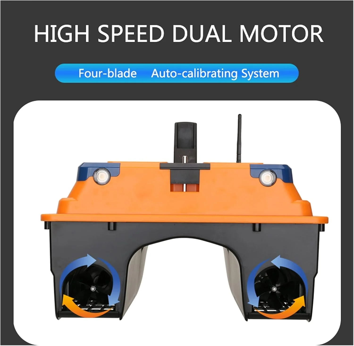 قایق طعمه پاش بی سیم 2.4G با برد 500 متر، کنترل خودکار هوشمند طعمه، قایق ماهیگیری با ظرفیت 3 کیلوگرم، موتور دوگانه، 2 مخزن طعمه